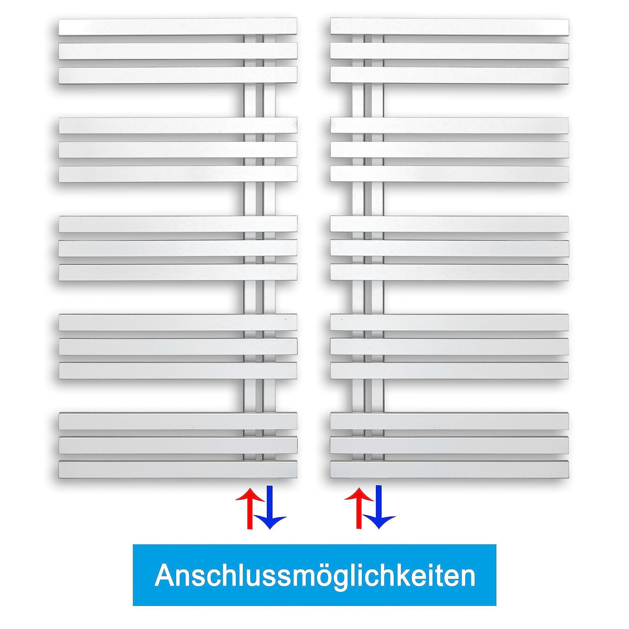 Badheizkörper weiß Anschluss links rechts seitlich offen