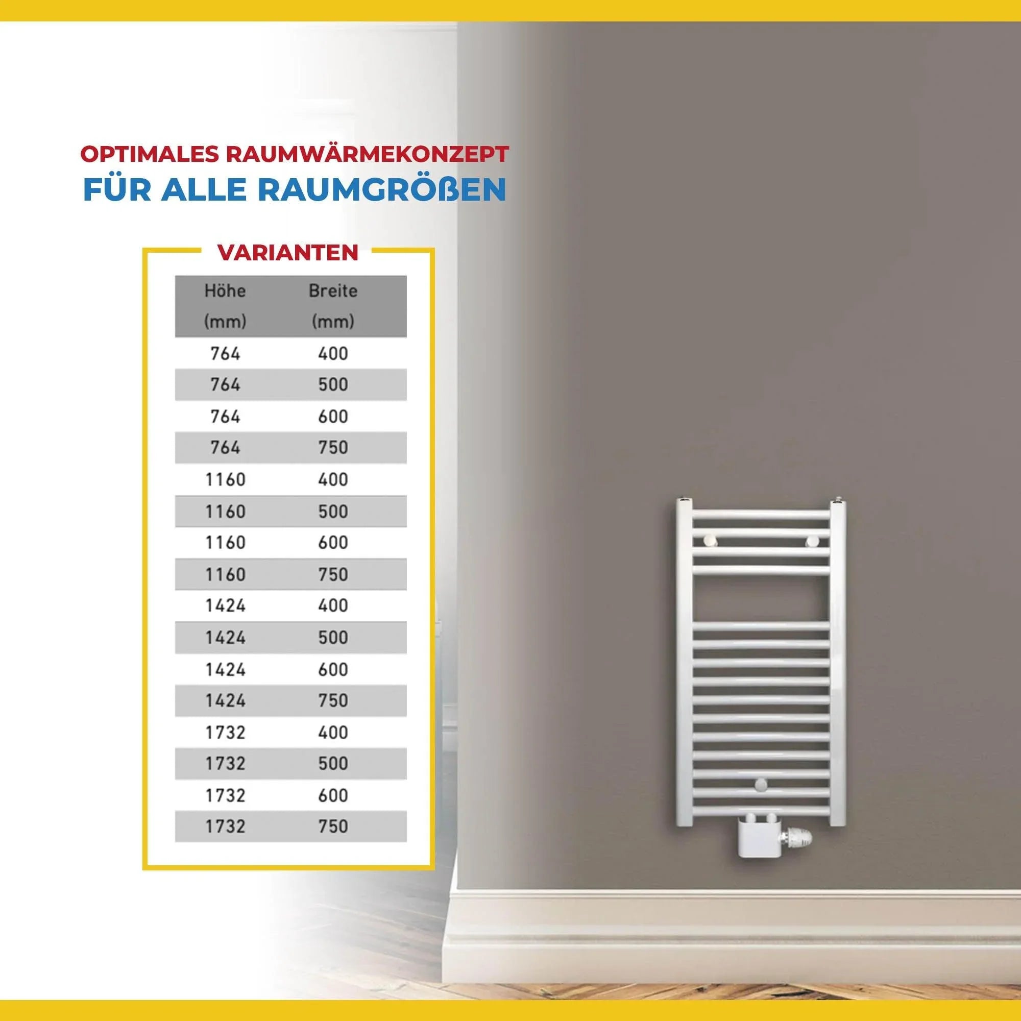 Handtuchheizkörper mit Mittelanschluss Handtuchhalter Badezimmer Handtuchwärmer Varianten