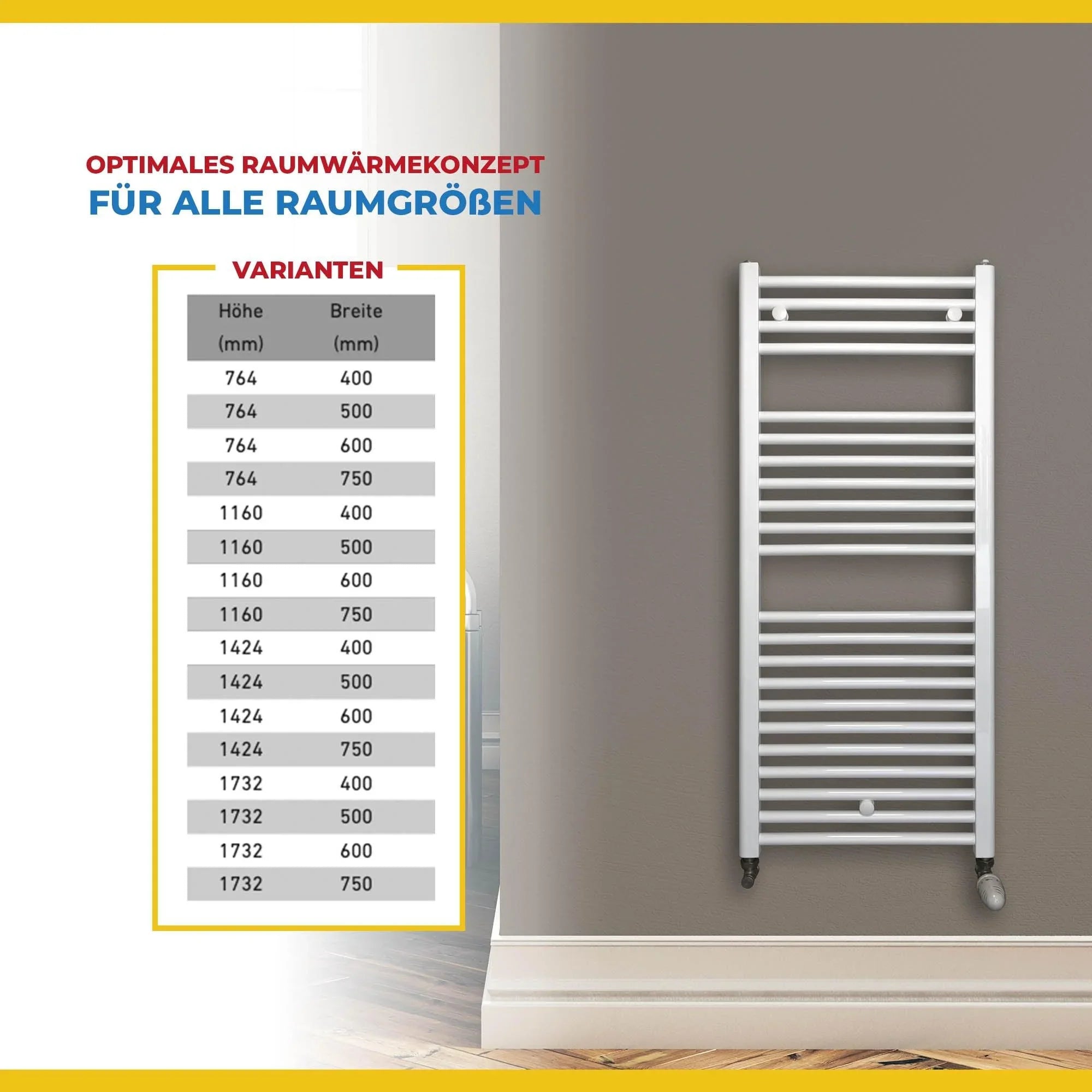 Handtuchheizkörper mit Standardanschluss Handtuchhalter Badezimmer Handtuchwärmer Varianten