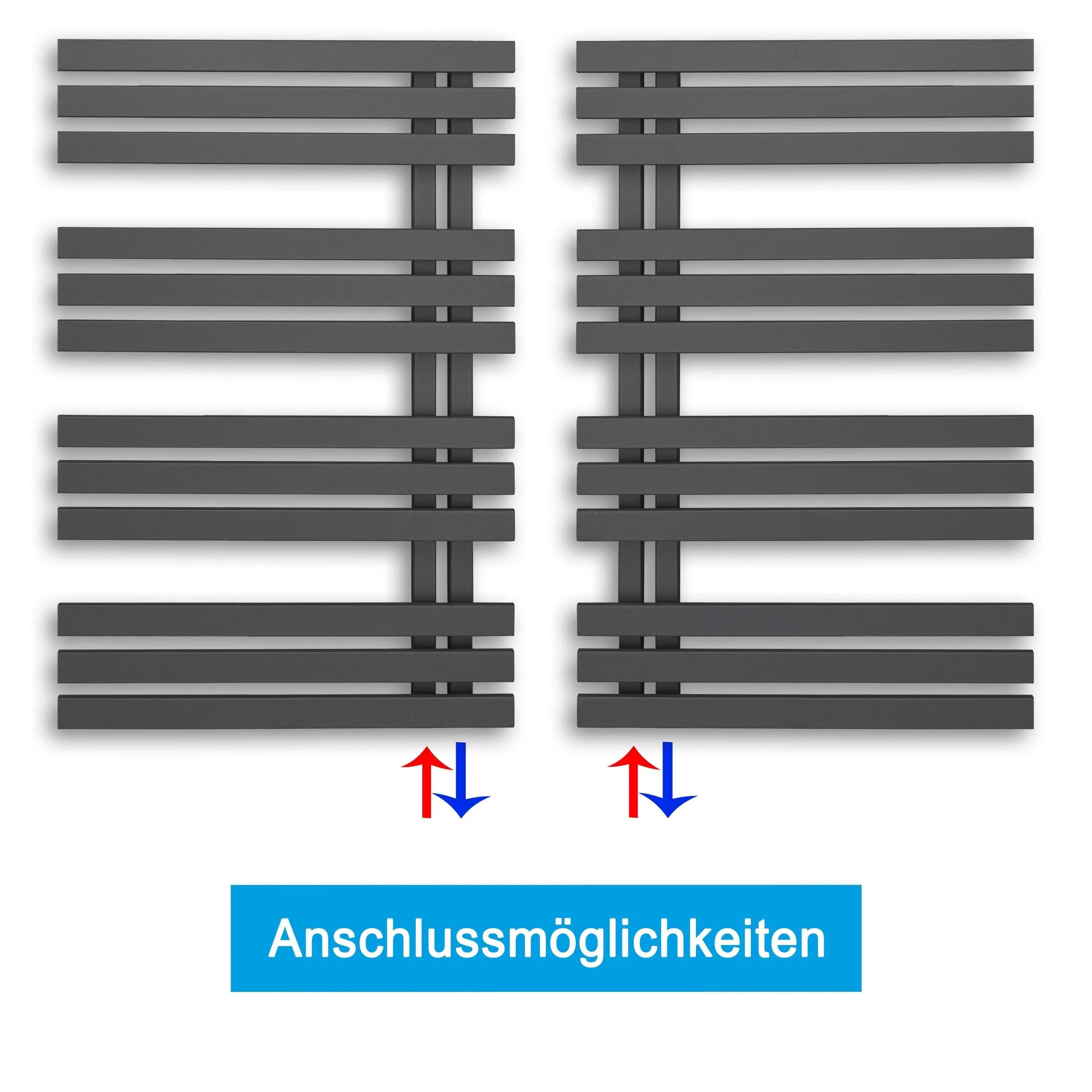 Badheizkörper Anschluss links rechts anthrazit seitlich offen