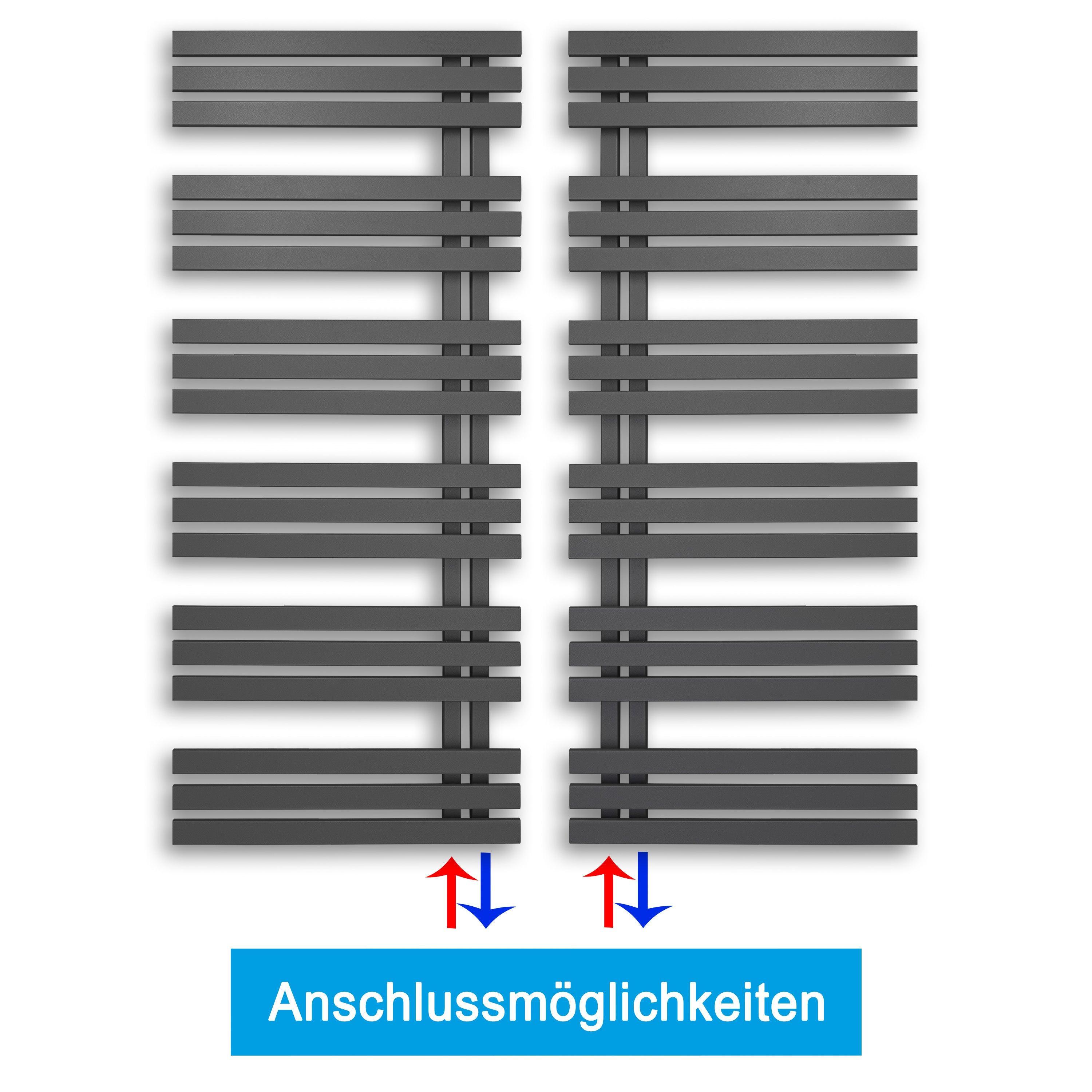Badheizkörper Anschluss links rechts anthrazit seitlich offen