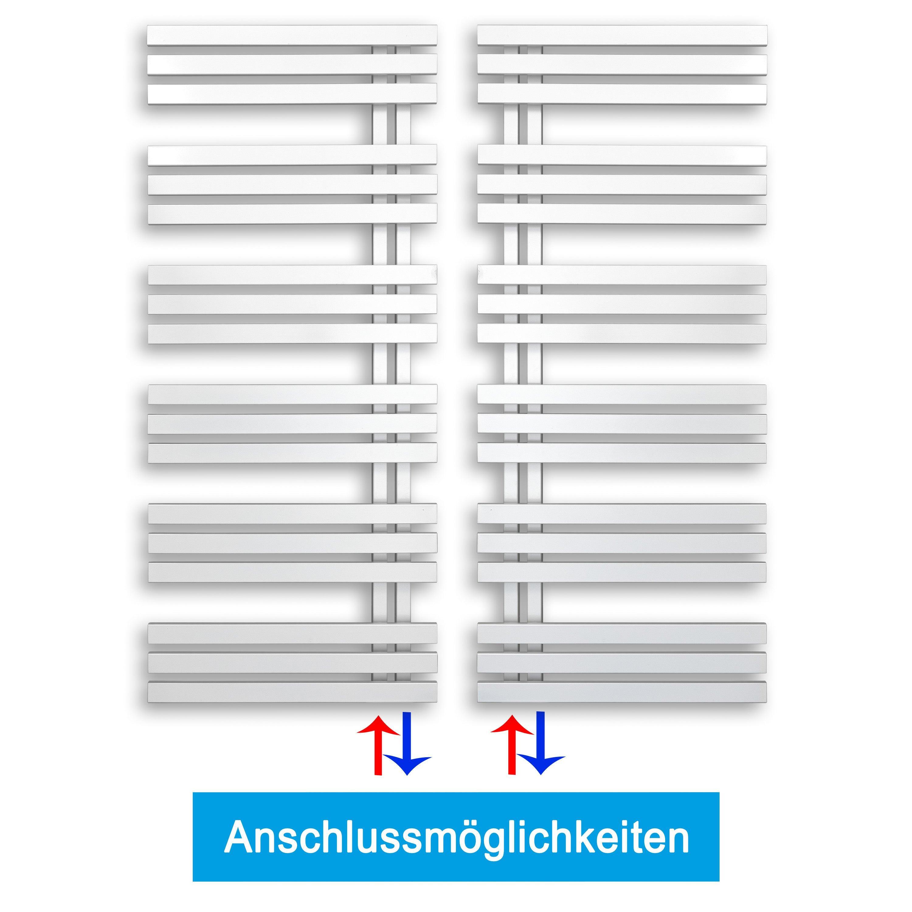 Handtuchheizkörper Paneel weiß matt Heizkörper mit Anschluss links rechts Seitenanschluss