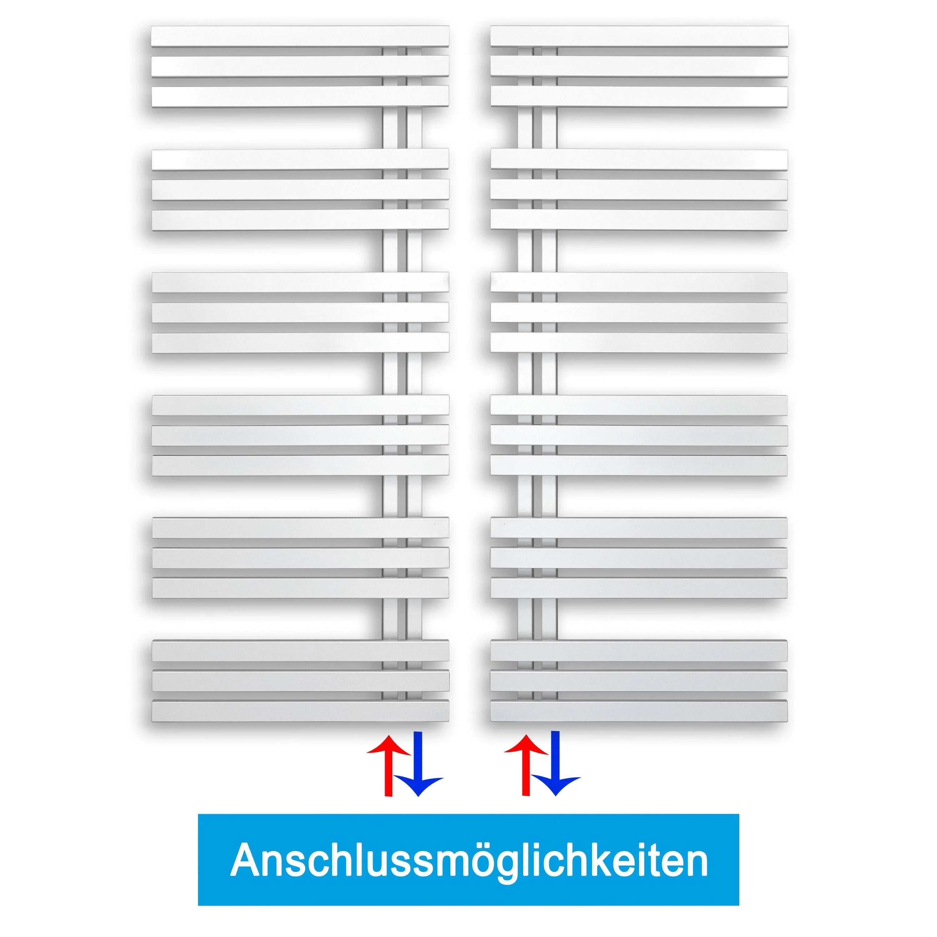 Badheizkörper weiß Anschluss links rechts seitlich offen