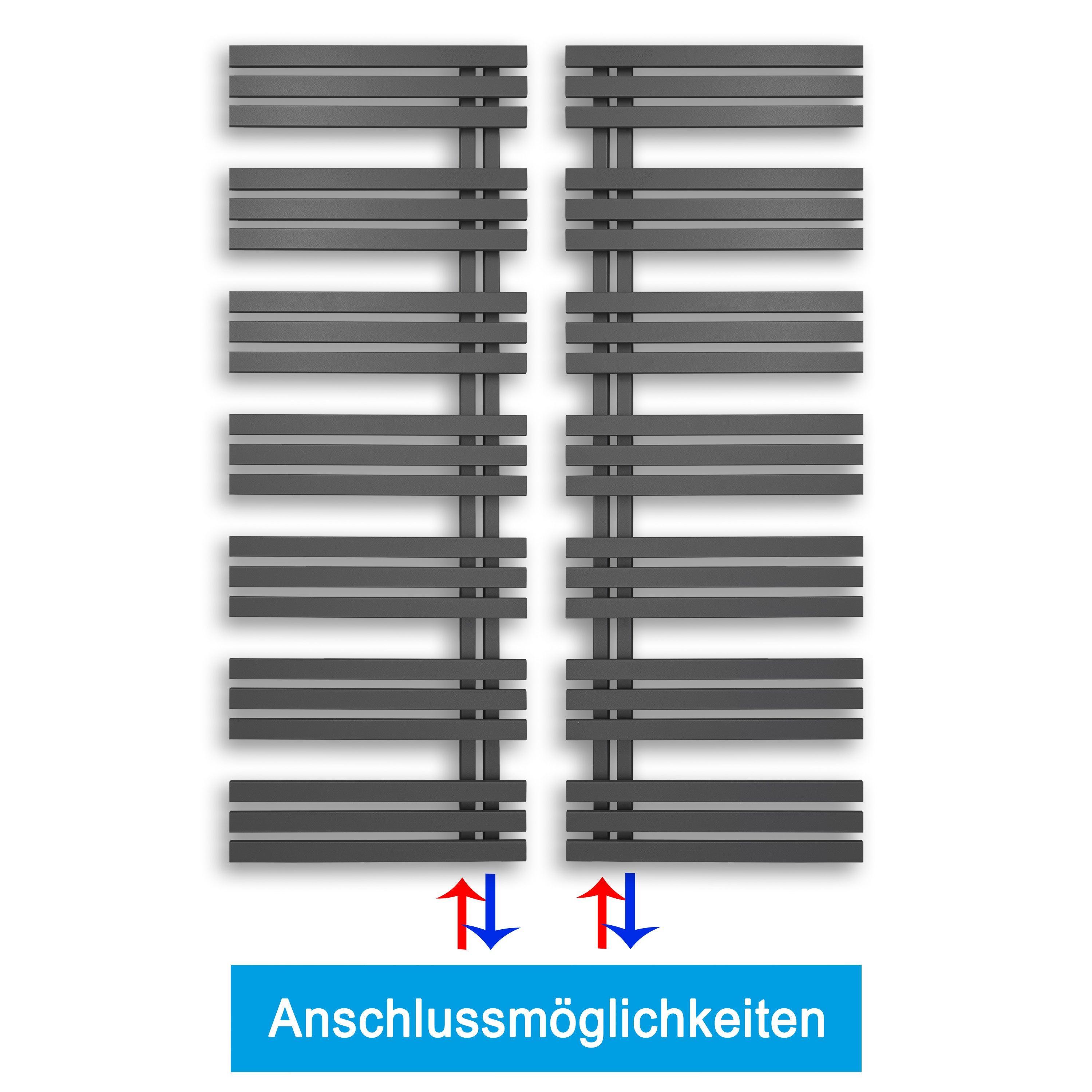 Badheizkörper Anschluss links rechts anthrazit seitlich offen