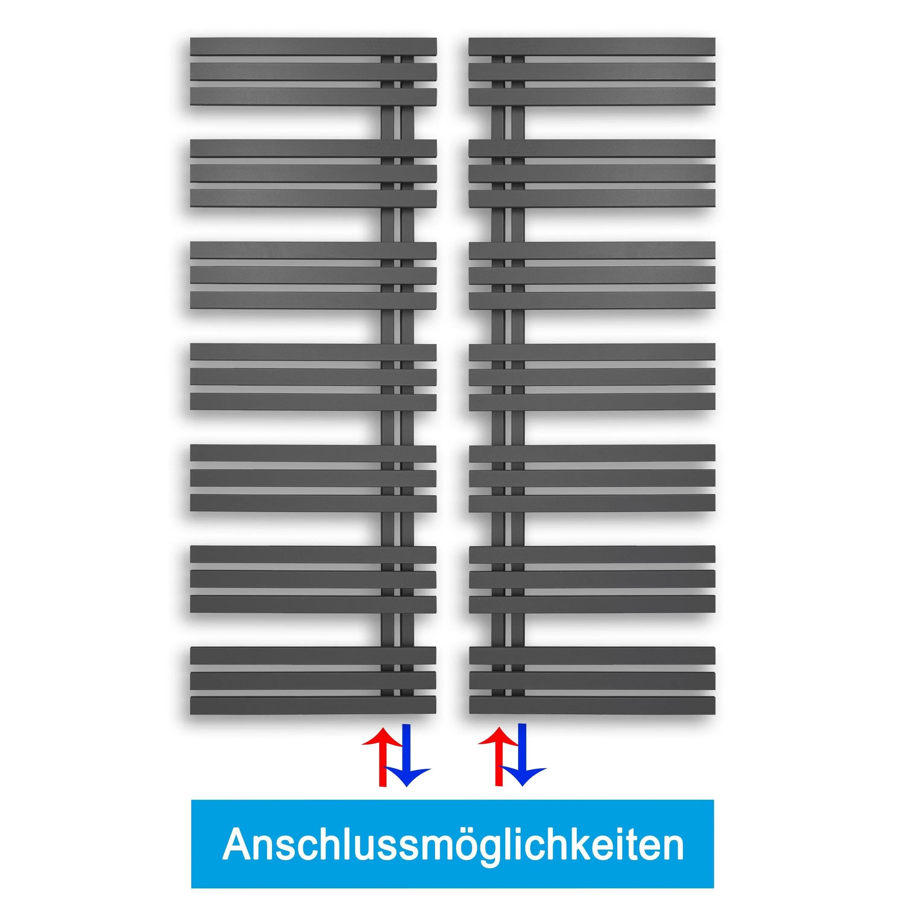 Badheizkörper Anschluss links rechts anthrazit seitlich offen