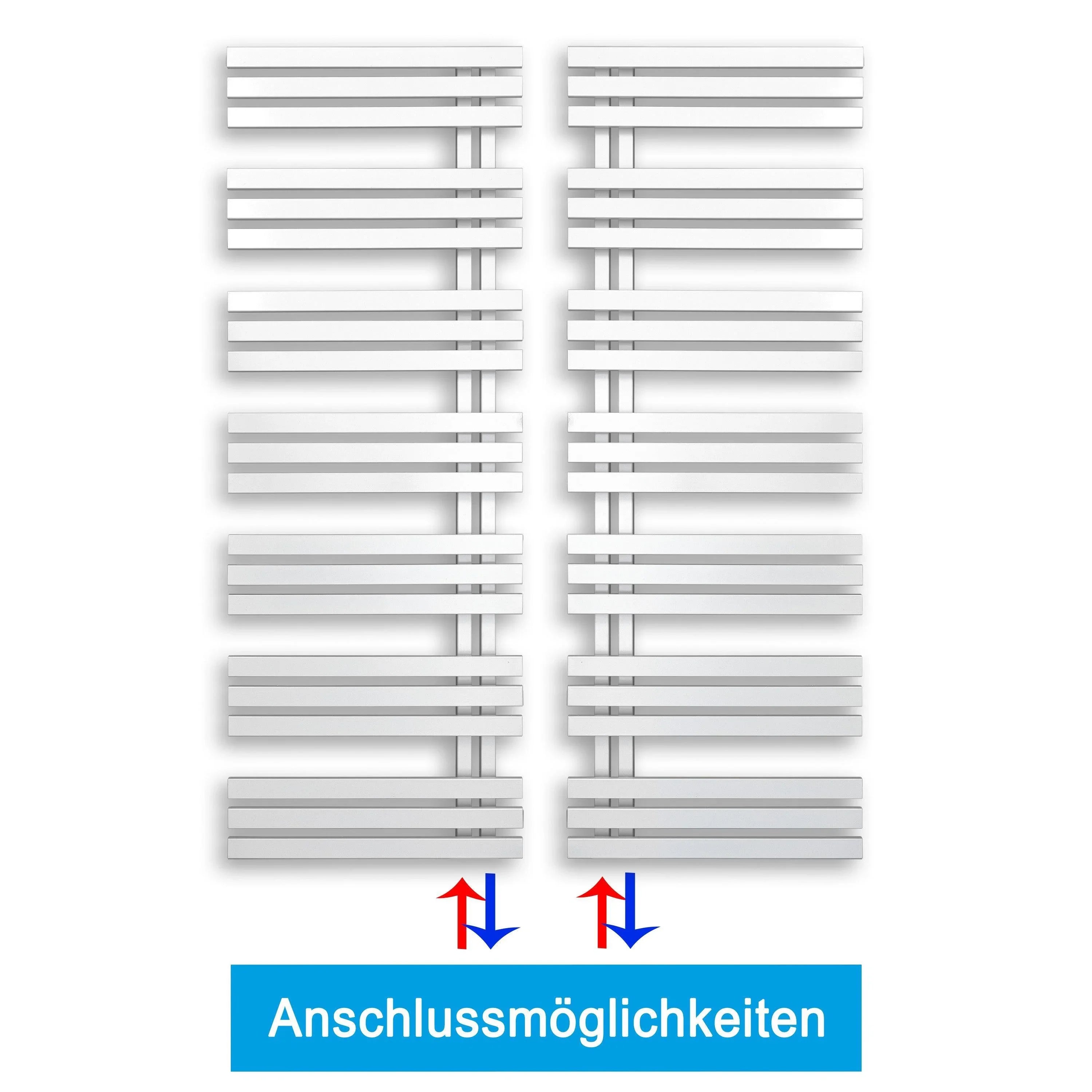 Badheizkörper weiß Anschluss links rechts seitlich offen