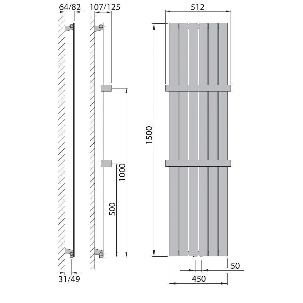 Radiateur panneau vertical avec sèche-serviettes radiateur blanc radiateur salle de bain radiateur plat chauffage salle de bain fixations comprises
