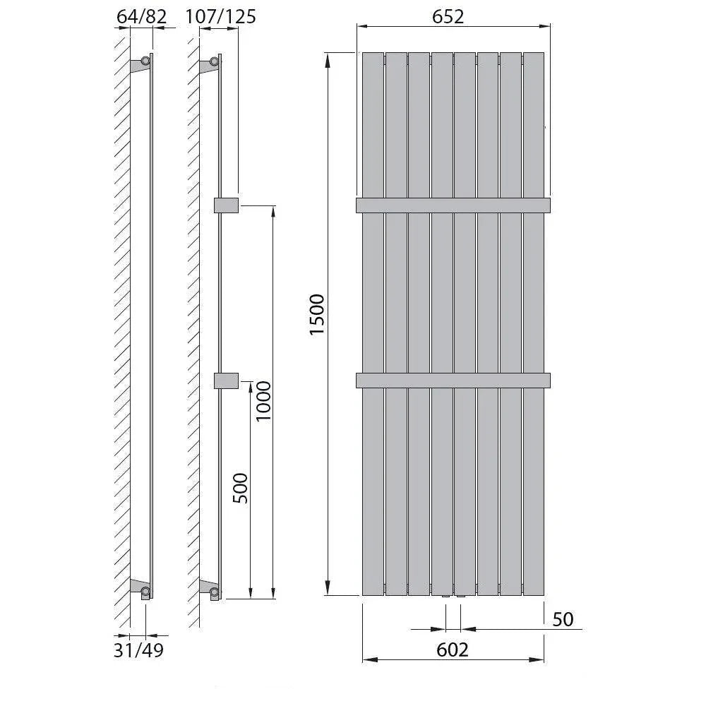 Radiateur panneau vertical avec sèche-serviettes radiateur blanc radiateur salle de bain radiateur plat chauffage salle de bain fixations comprises