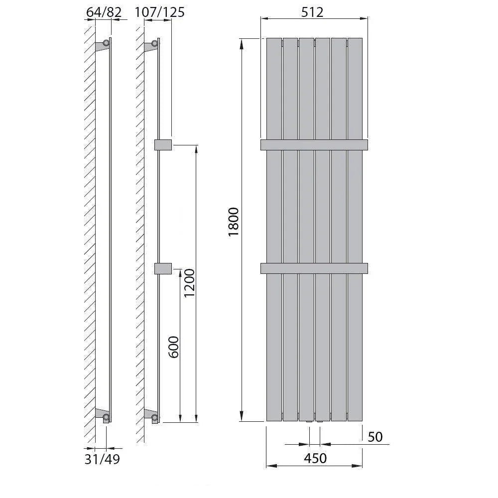 Radiateur panneau vertical avec sèche-serviettes radiateur blanc radiateur salle de bain radiateur plat chauffage salle de bain fixations comprises