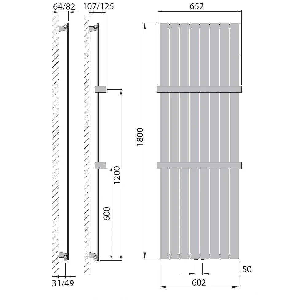 Radiateur panneau vertical avec sèche-serviettes radiateur blanc radiateur salle de bain radiateur plat chauffage salle de bain fixations comprises