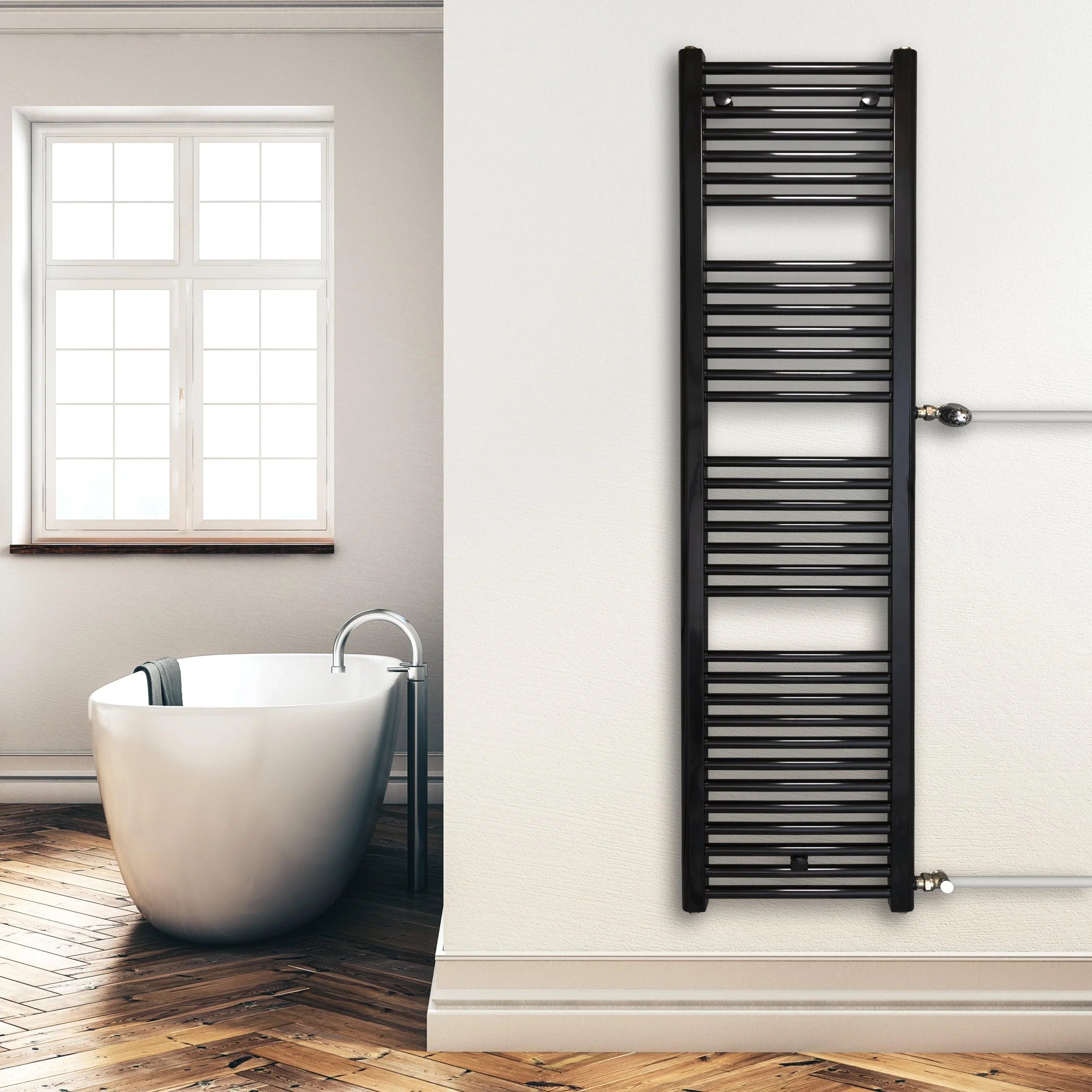 Radiateur sèche-serviettes de remplacement radiateur noir côté gauche droit connexion moyeu connexion côté connexion rénovation salle de bain