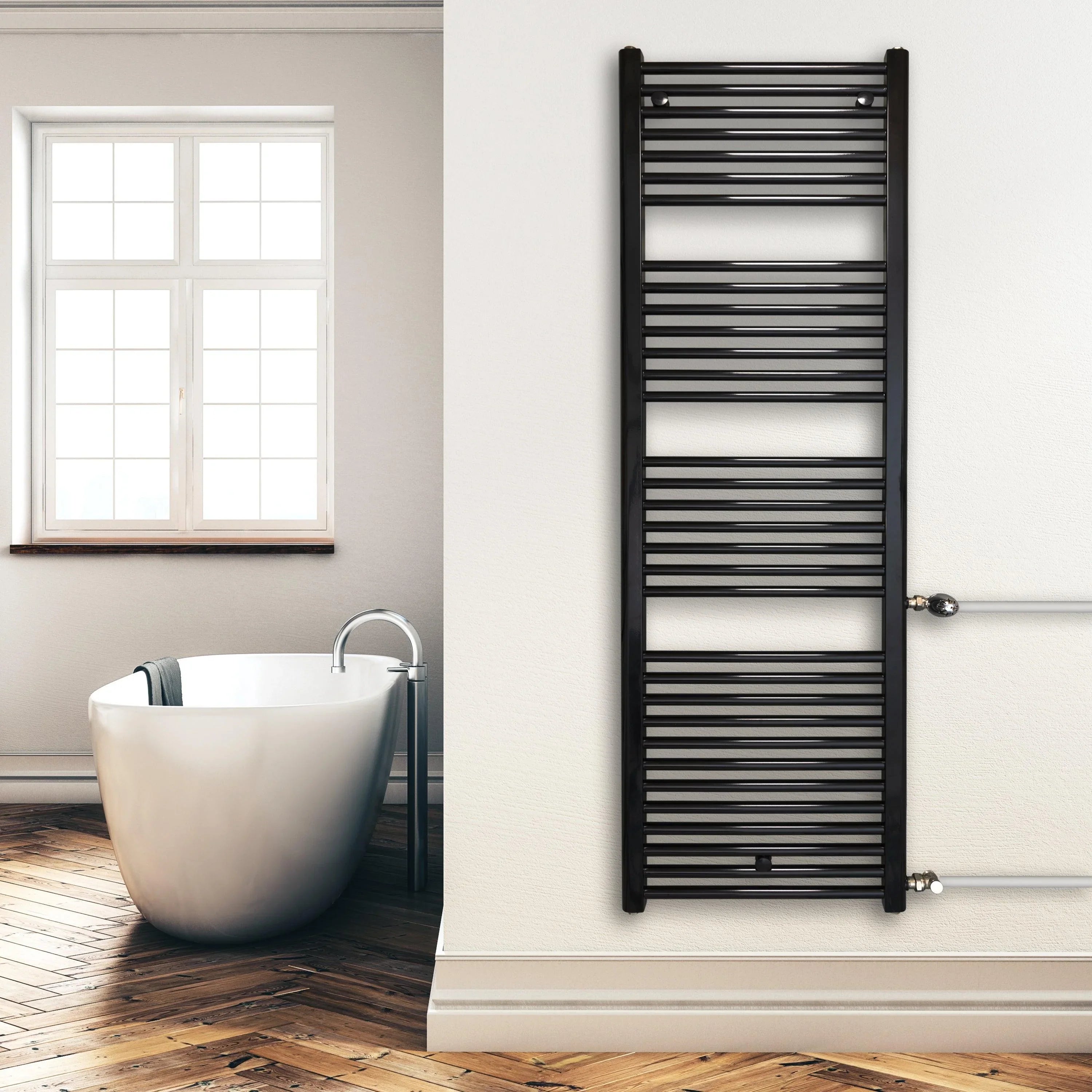 Radiateur sèche-serviettes de remplacement radiateur noir côté gauche droit connexion moyeu connexion côté connexion rénovation salle de bain