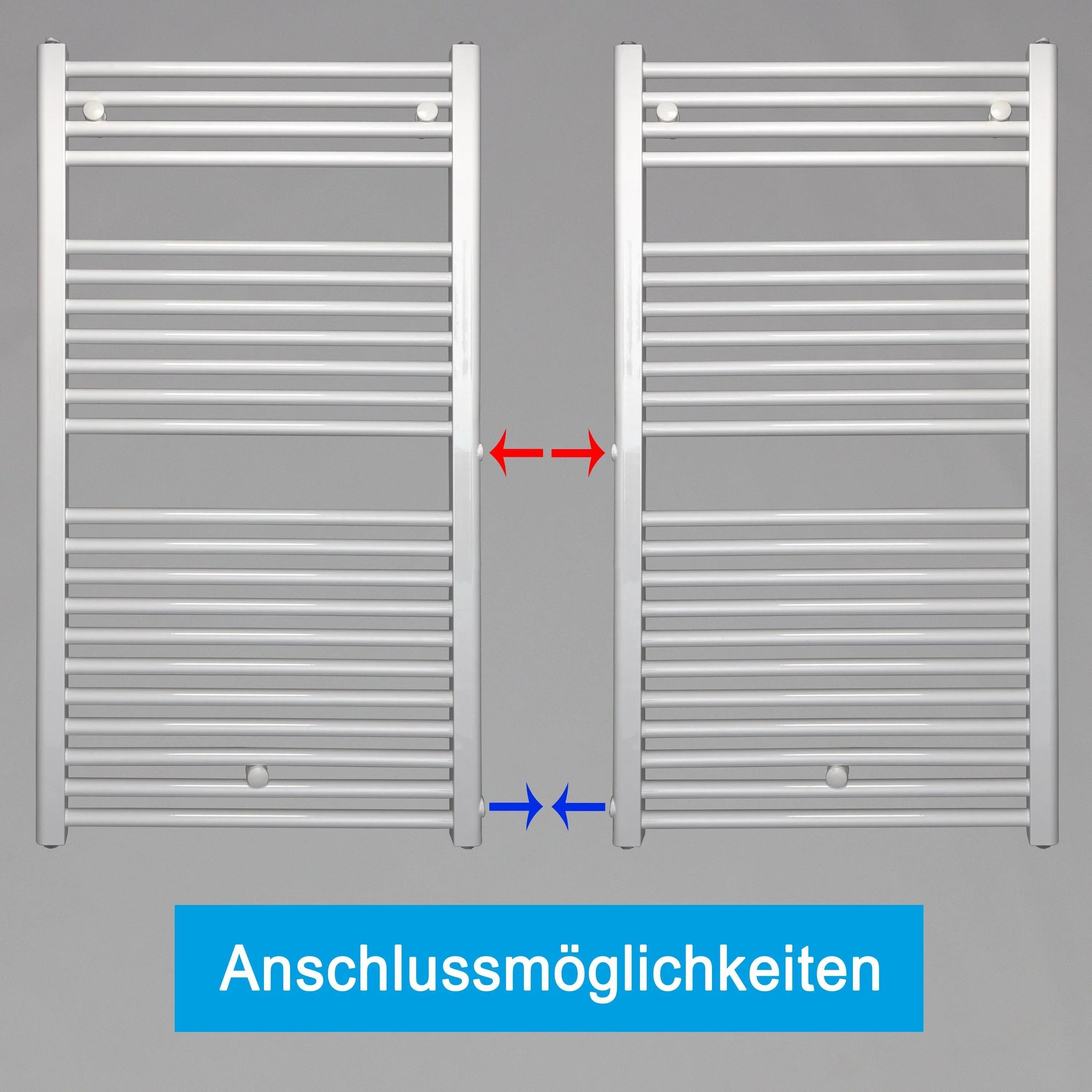 Handtuchheizkörper Austauschheizkörper links rechts Seitenanschluss Nabenanschluss seitlicher Anschluss Renovierung Bad