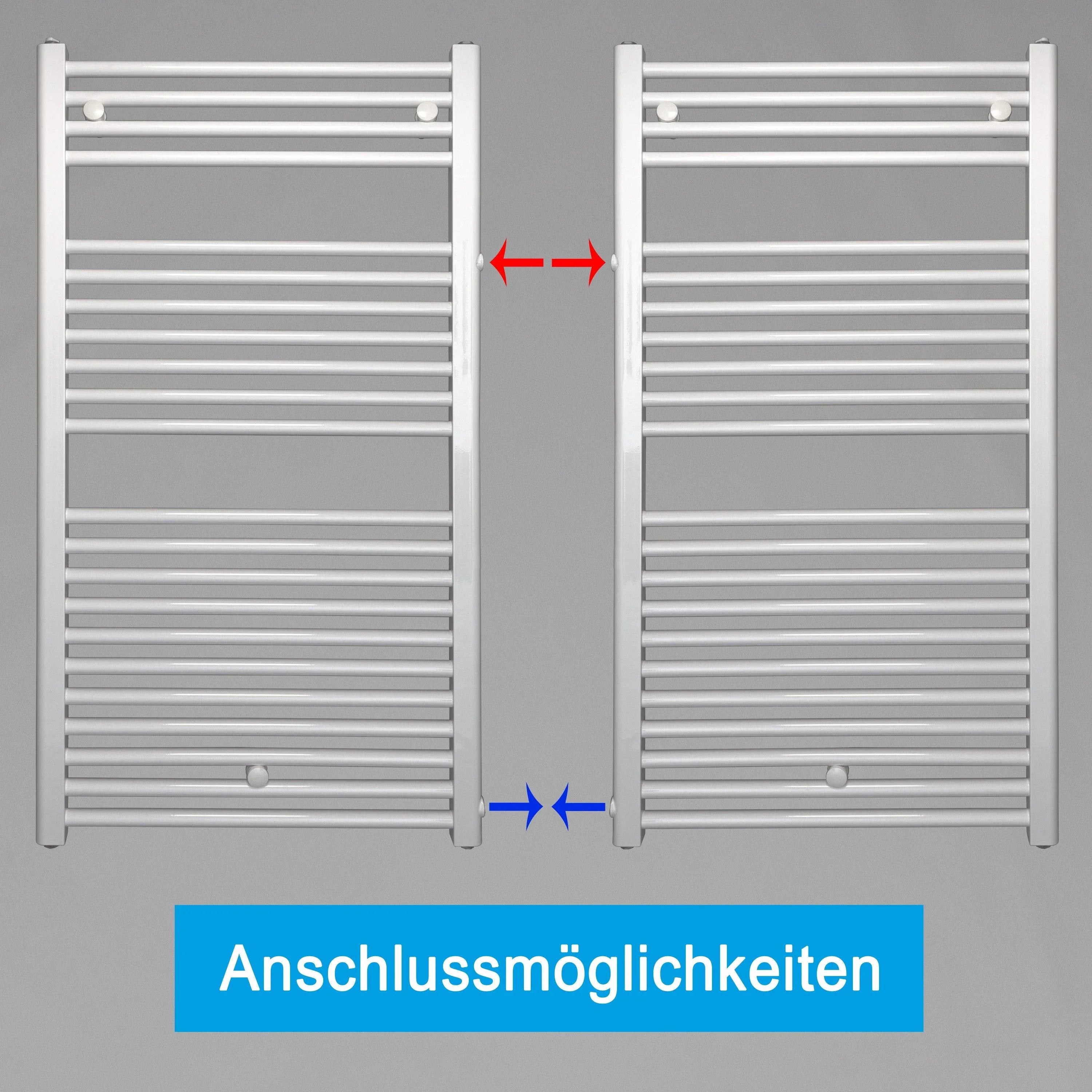 Handtuchheizkörper Austauschheizkörper links rechts Seitenanschluss Nabenanschluss seitlicher Anschluss Renovierung Bad