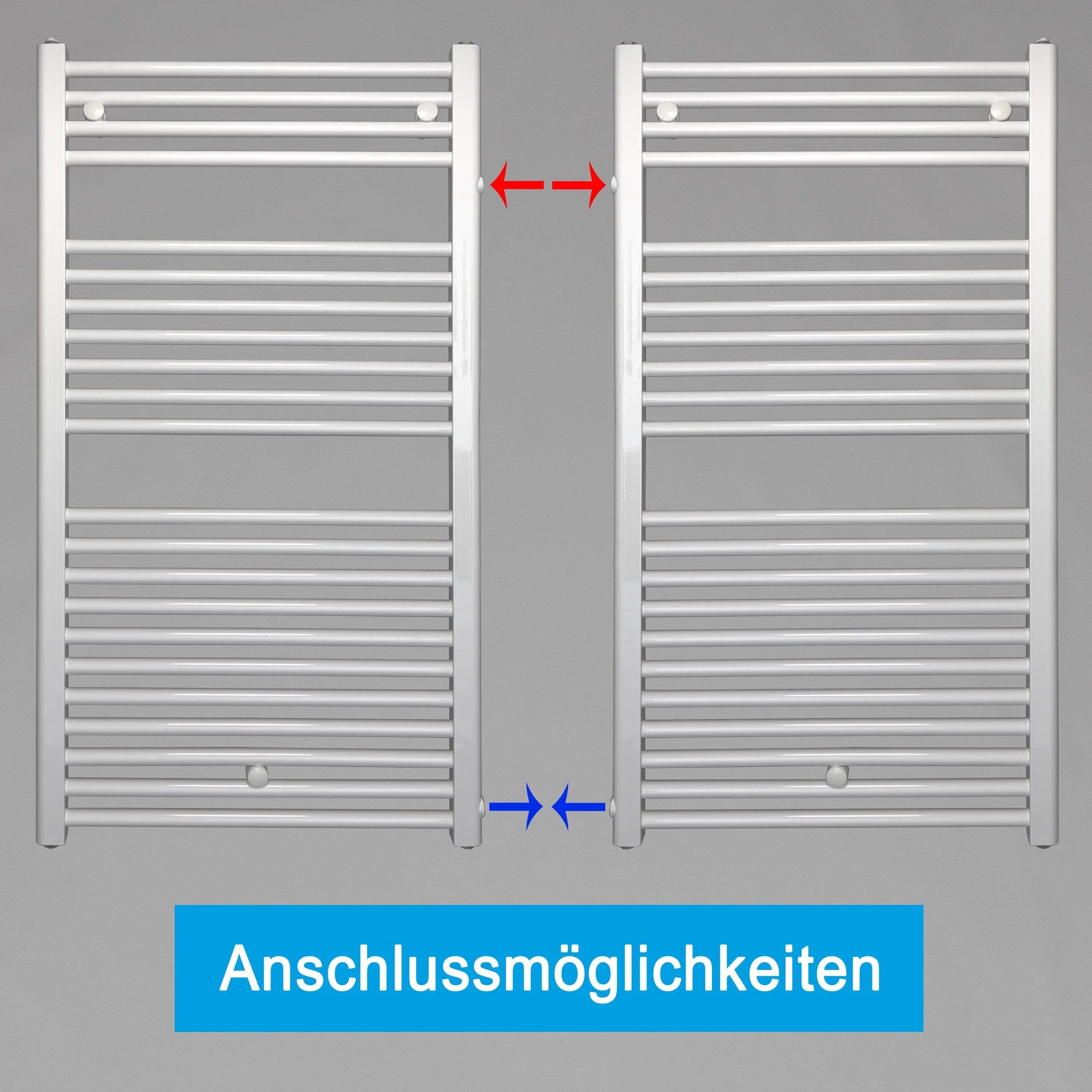Handtuchheizkörper Austauschheizkörper links rechts Seitenanschluss Nabenanschluss seitlicher Anschluss Renovierung Bad