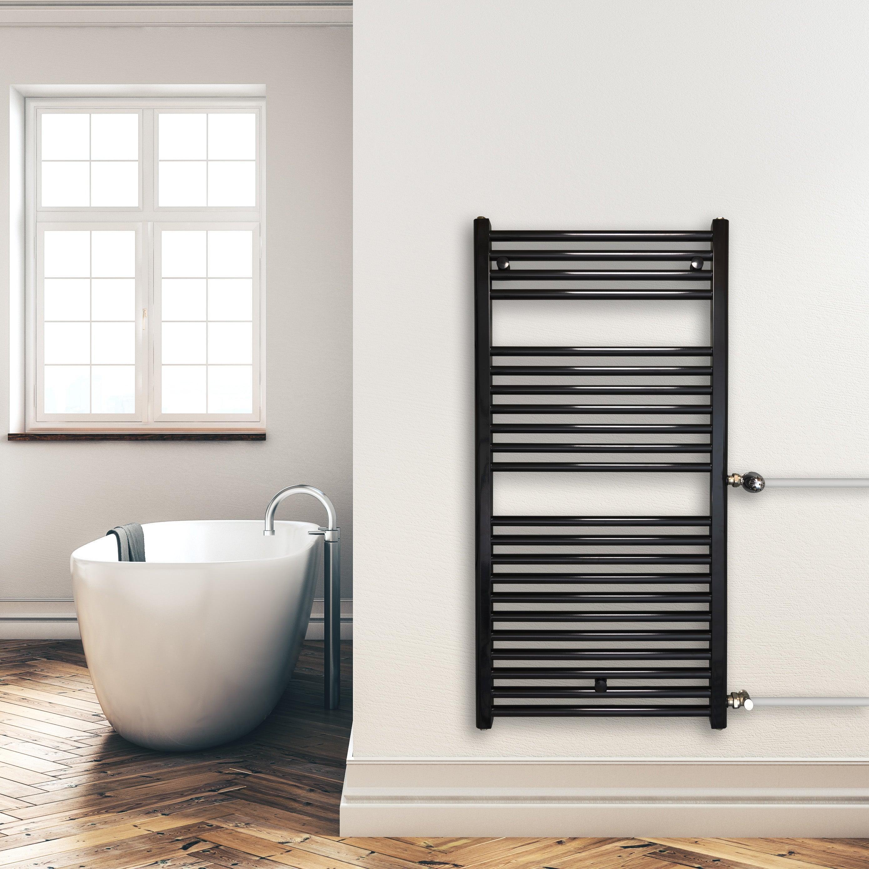 Radiateur sèche-serviettes de remplacement radiateur noir côté gauche droit connexion moyeu connexion côté connexion rénovation salle de bain