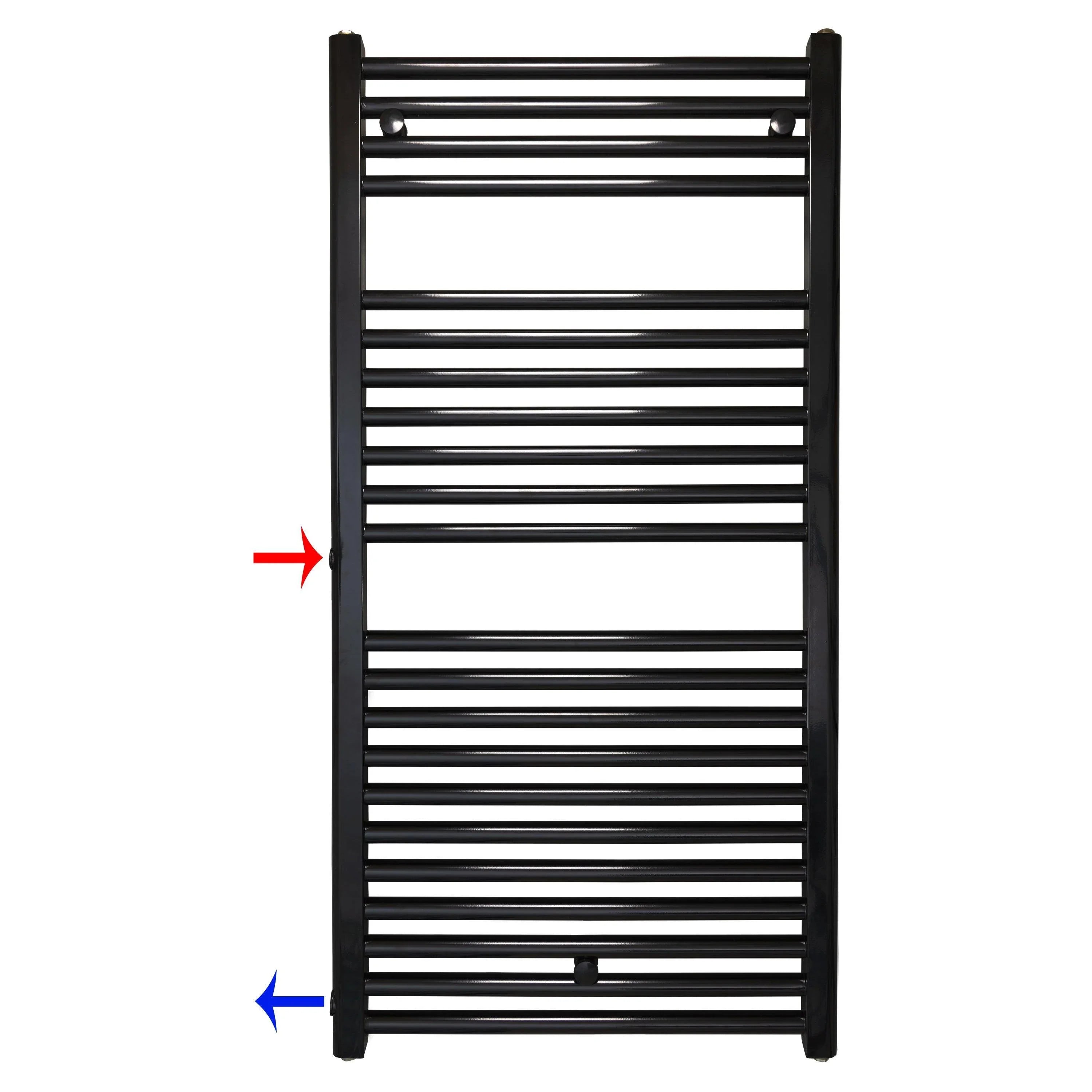 Radiateur sèche-serviettes de remplacement radiateur noir côté gauche droit connexion moyeu connexion côté connexion rénovation salle de bain