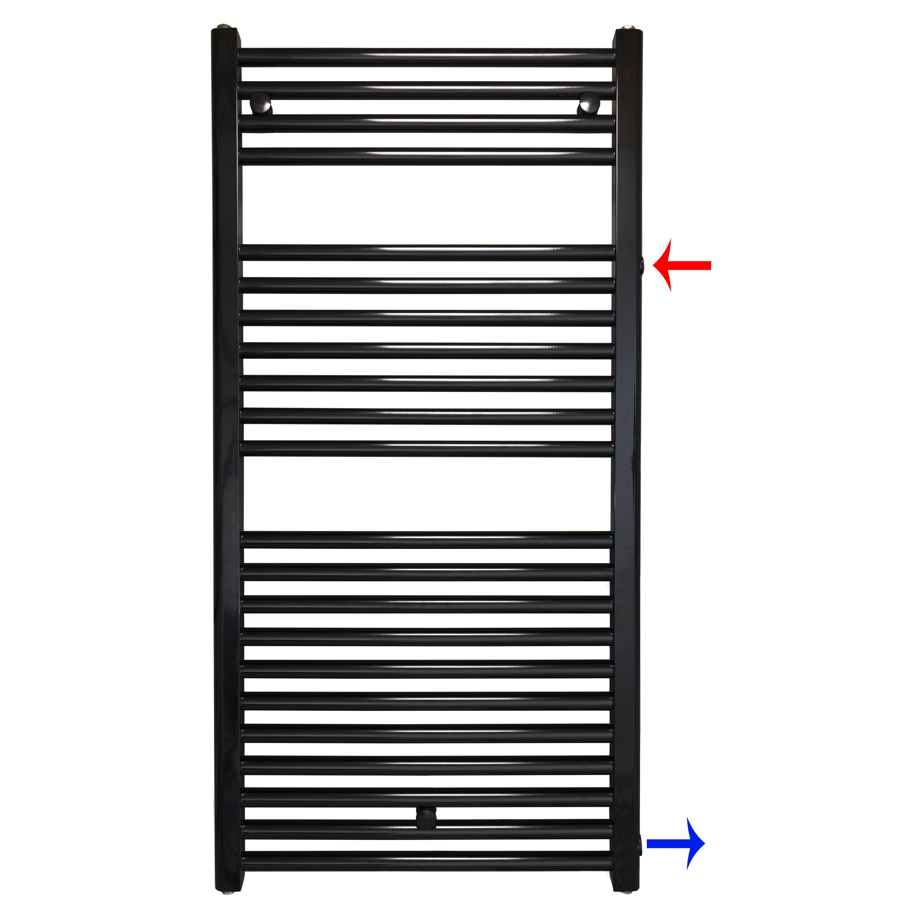 Badheizkörper Austauschheizkörper 1160 x 600 links rechts Seitenanschluss Nabenanschluss seitlicher Anschluss 850 Renovierung schwarz - heizkoerper.shop
