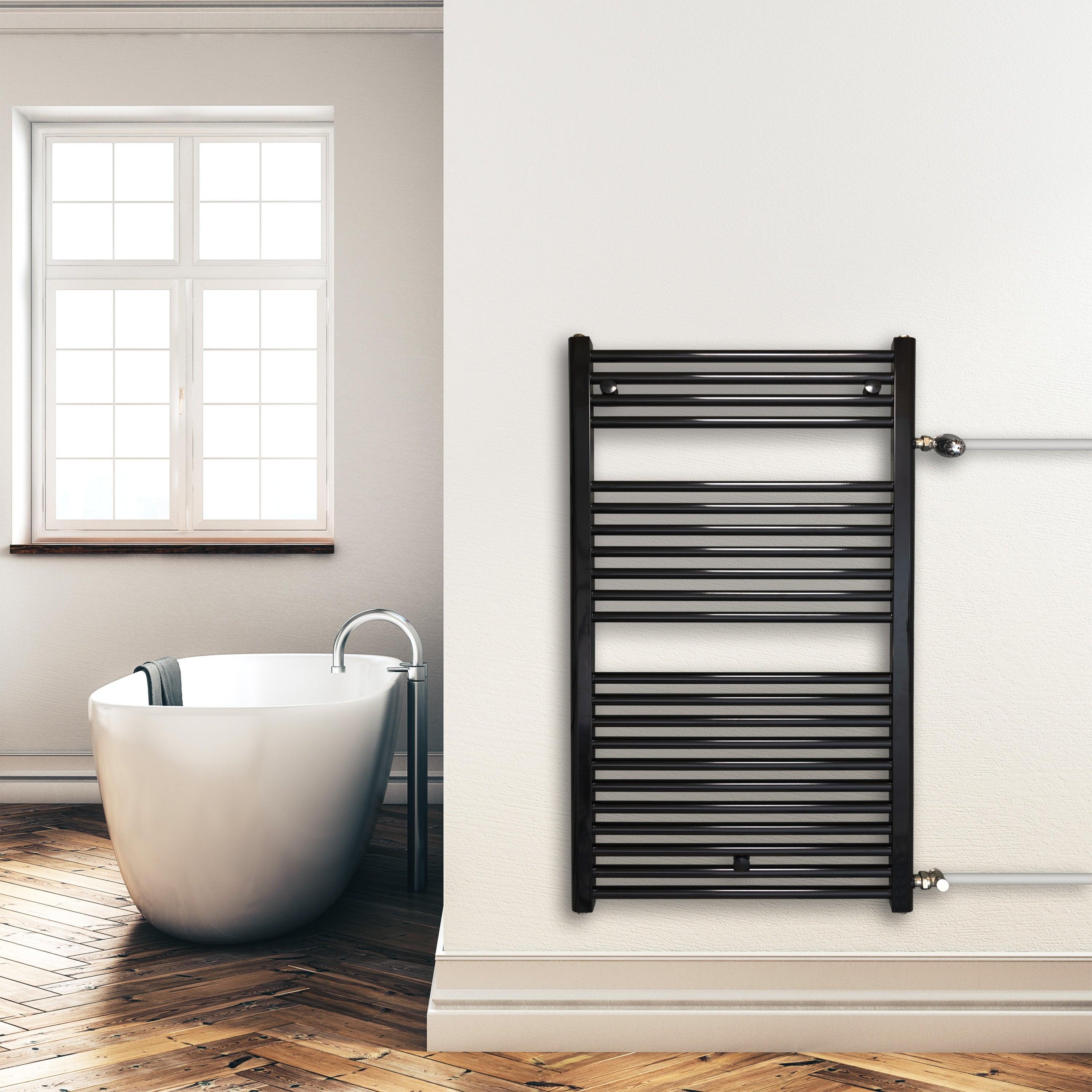 Radiateur sèche-serviettes de remplacement radiateur noir côté gauche droit connexion moyeu connexion côté connexion rénovation salle de bain