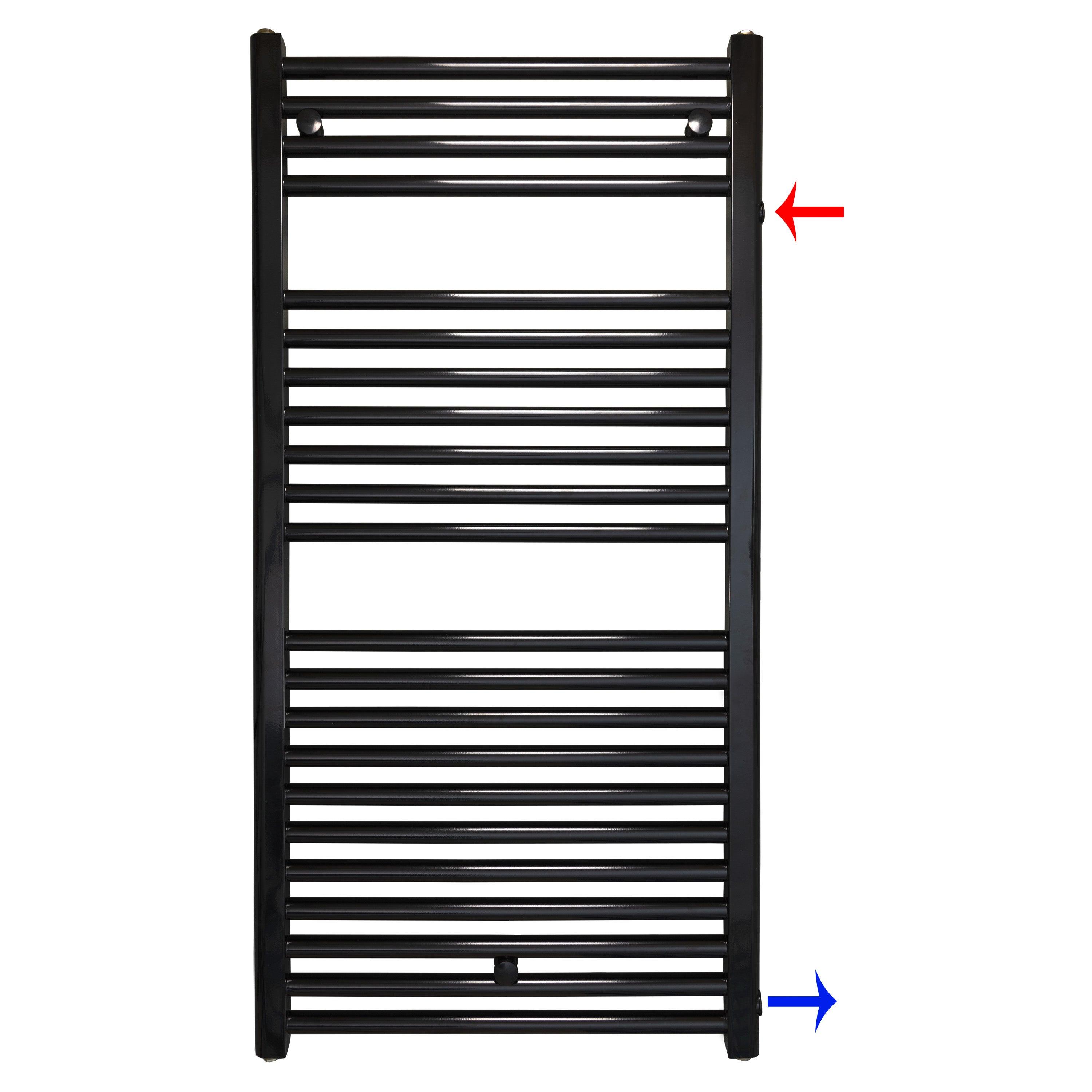 Badheizkörper Austauschheizkörper 1160 x 600 links rechts Seitenanschluss Nabenanschluss seitlicher Anschluss 900 940 Renovierung schwarz - heizkoerper.shop