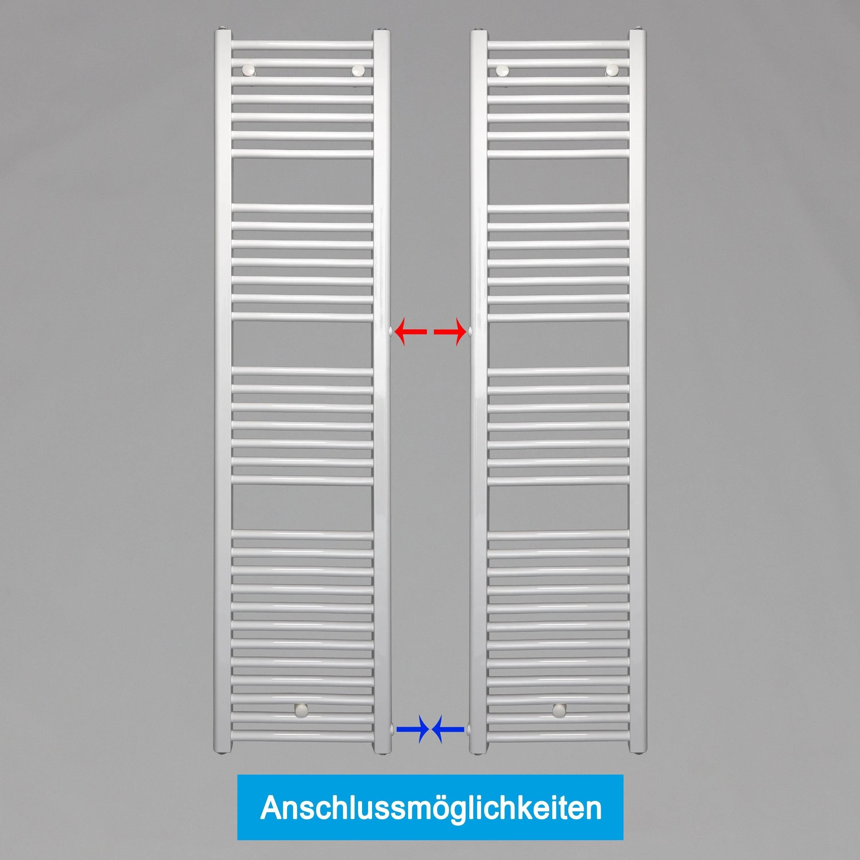 Handtuchheizkörper Austauschheizkörper links rechts Seitenanschluss Nabenanschluss seitlicher Anschluss Renovierung Bad