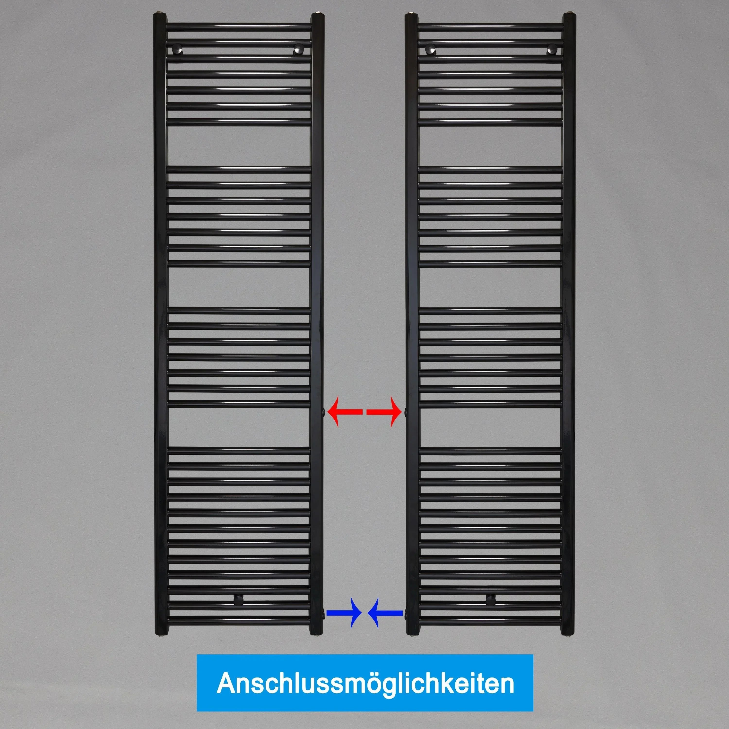Radiateur sèche-serviettes de remplacement radiateur noir côté gauche droit connexion moyeu connexion côté connexion rénovation salle de bain