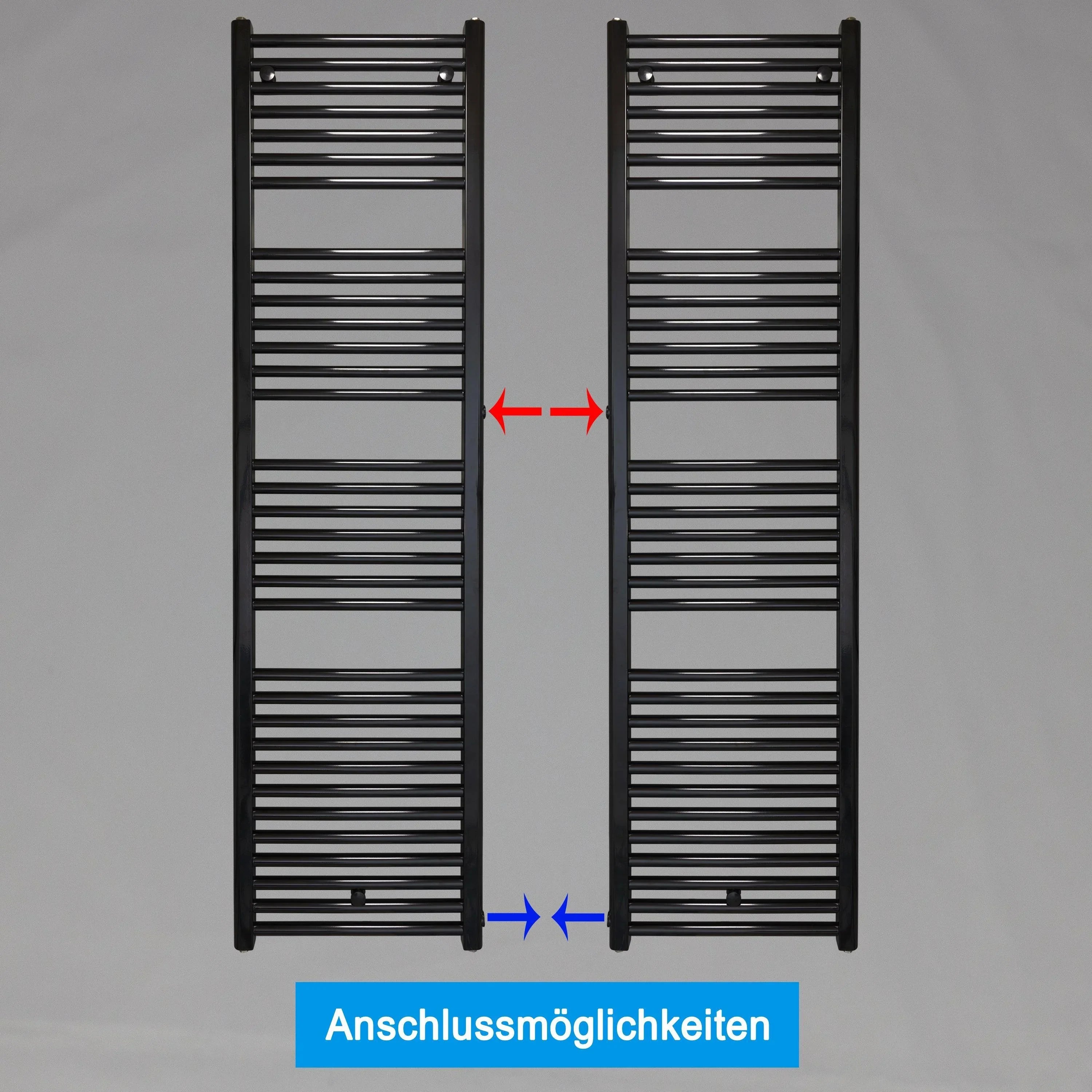 Badheizkörper Austauschheizkörper schwarz links rechts Seitenanschluss