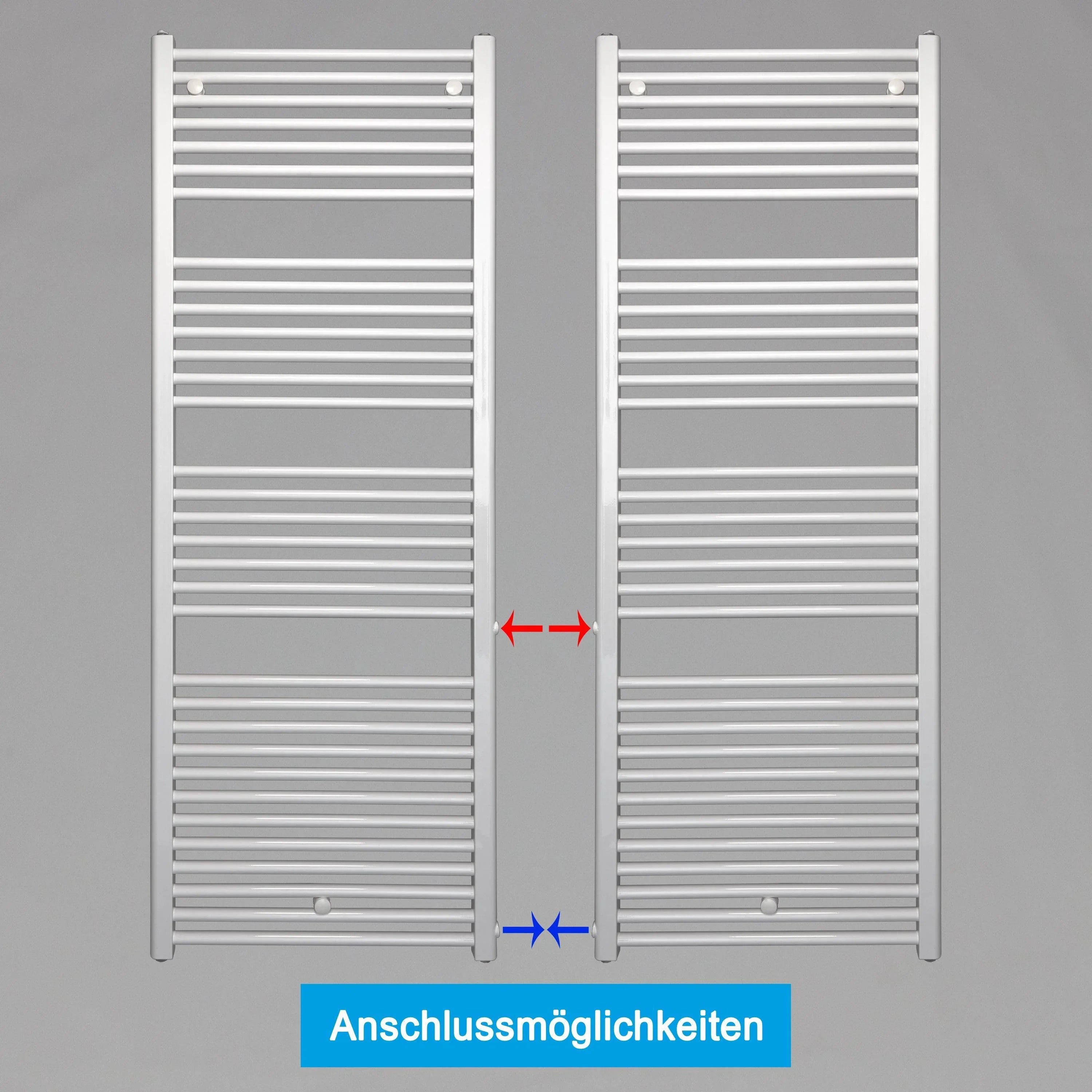 Handtuchheizkörper Austauschheizkörper links rechts Seitenanschluss Nabenanschluss seitlicher Anschluss Renovierung Bad