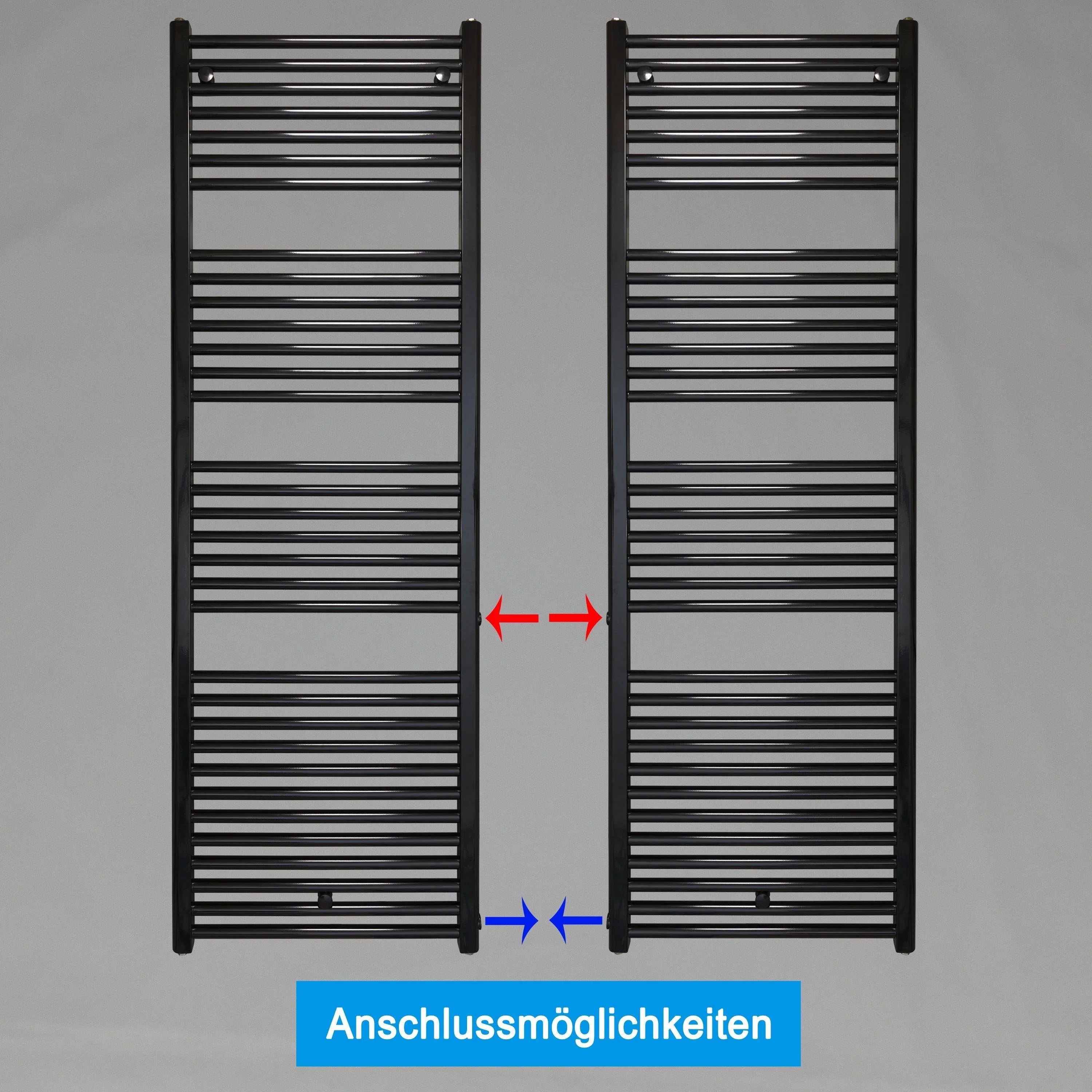 Radiateur sèche-serviettes de remplacement radiateur noir côté gauche droit connexion moyeu connexion côté connexion rénovation salle de bain