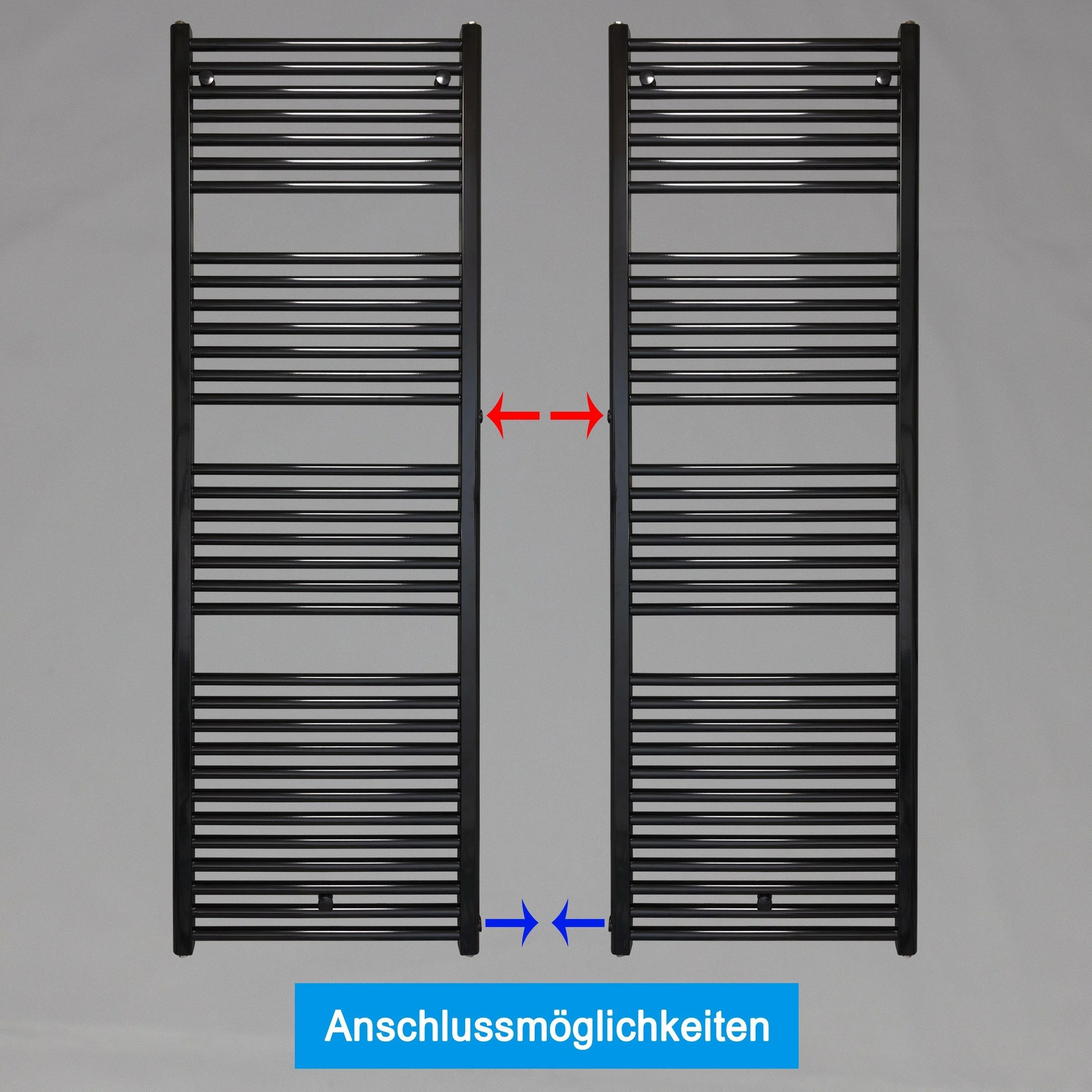 Radiateur sèche-serviettes de remplacement radiateur noir côté gauche droit connexion moyeu connexion côté connexion rénovation salle de bain