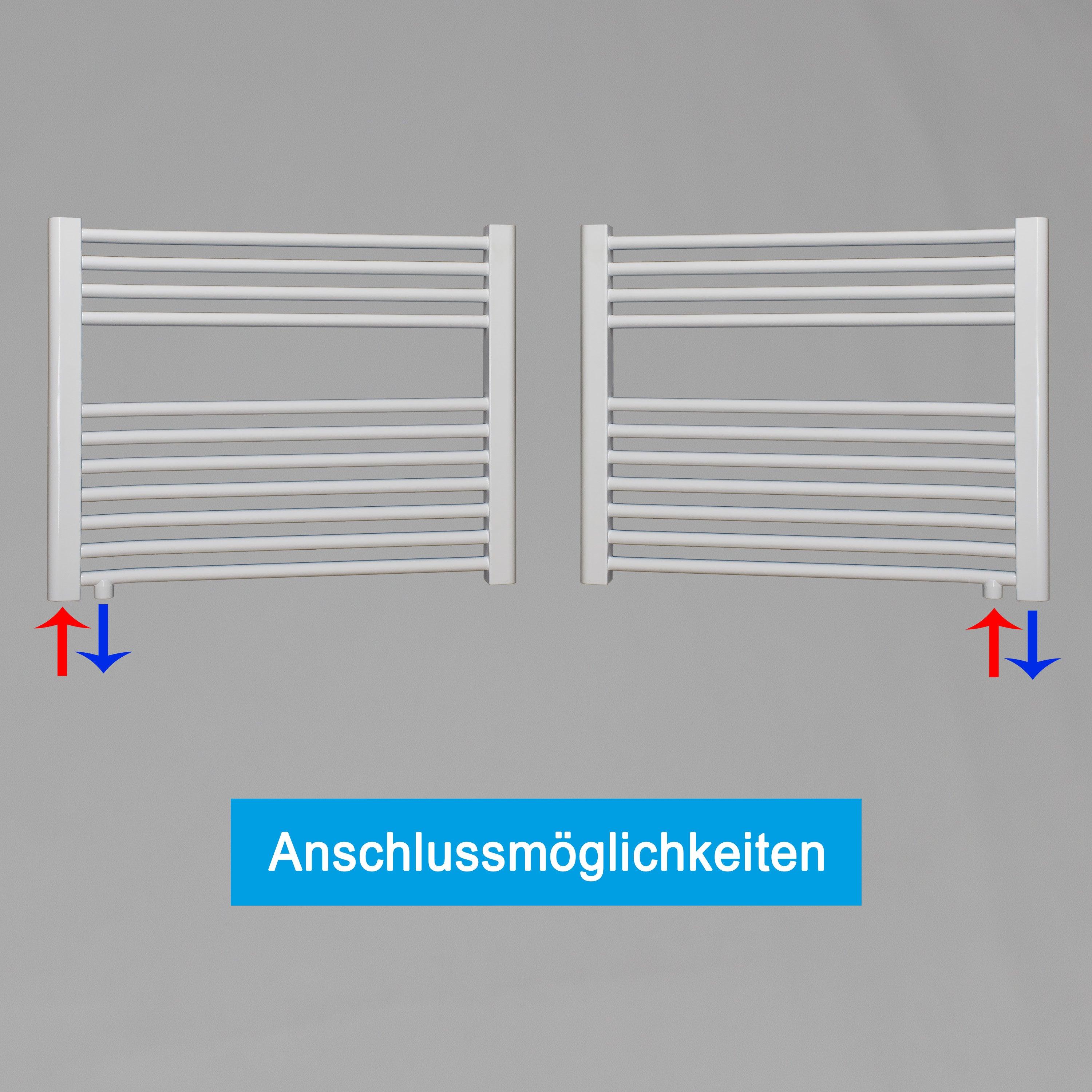 Badheizkörper mit Anschluss links oder rechts | mit versetztem Mittelanschluss