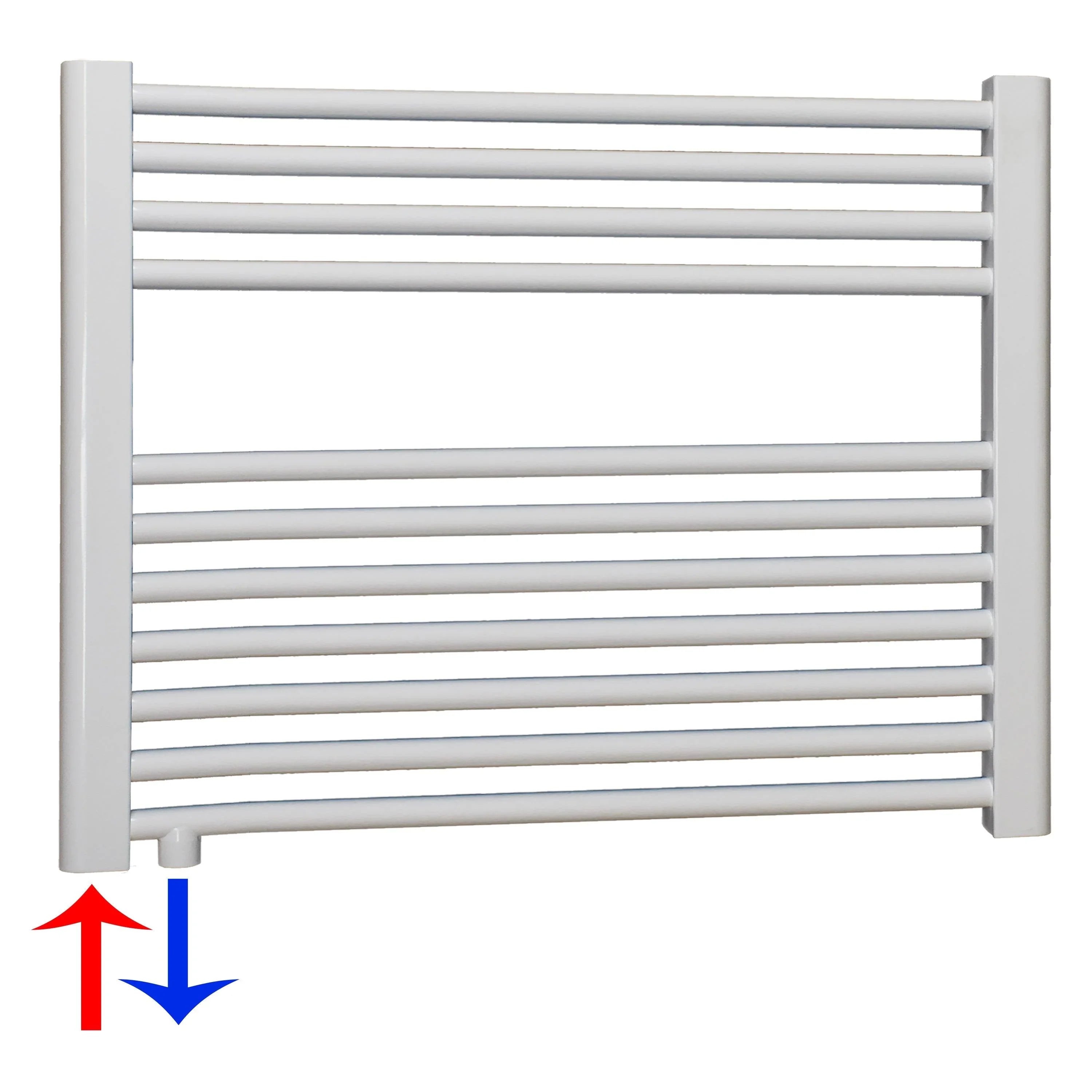 Radiateur de salle de bain avec raccordement à gauche ou à droite | avec raccordement central décalé