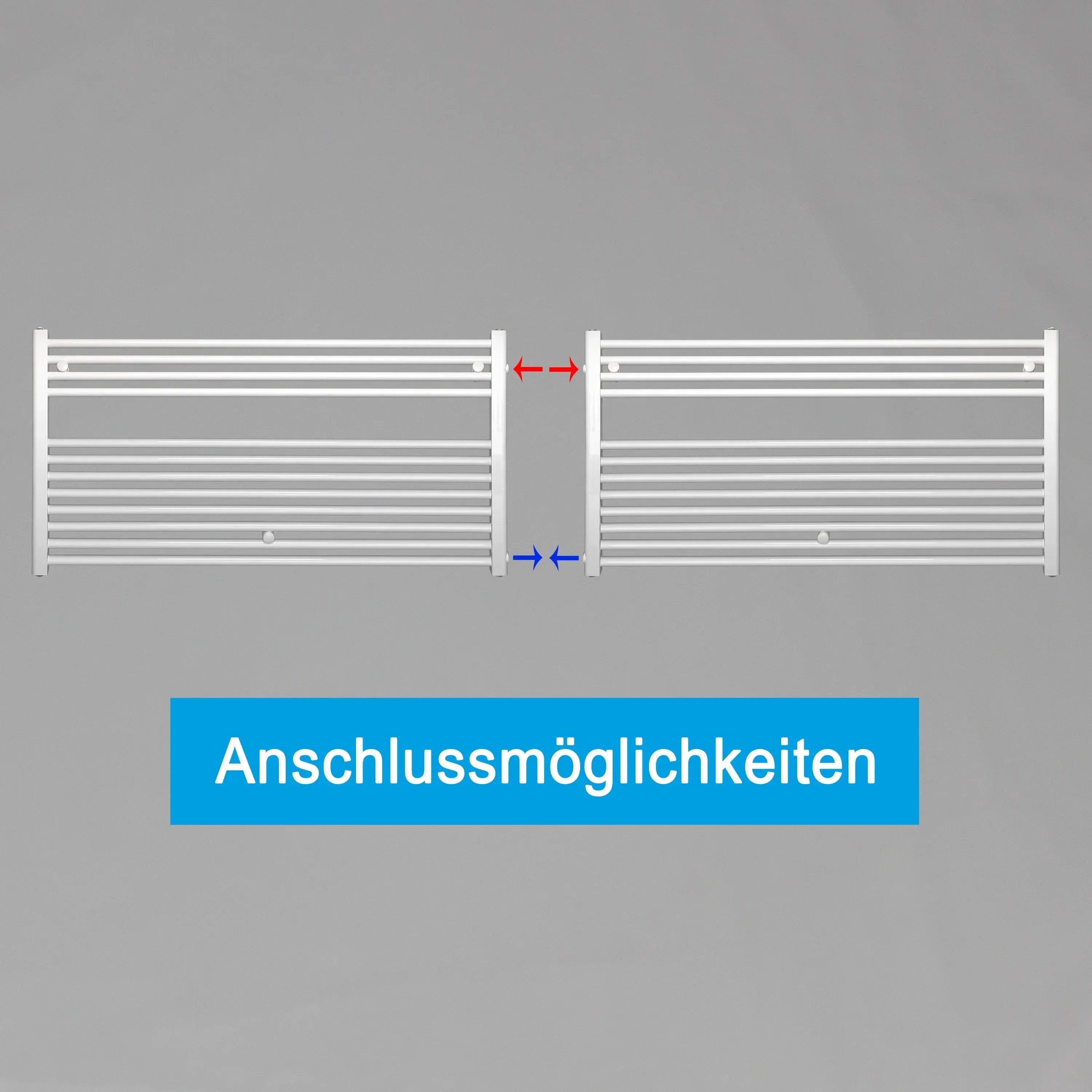 Handtuchheizkörper Austauschheizkörper links rechts Seitenanschluss Nabenanschluss seitlicher Anschluss Renovierung Bad