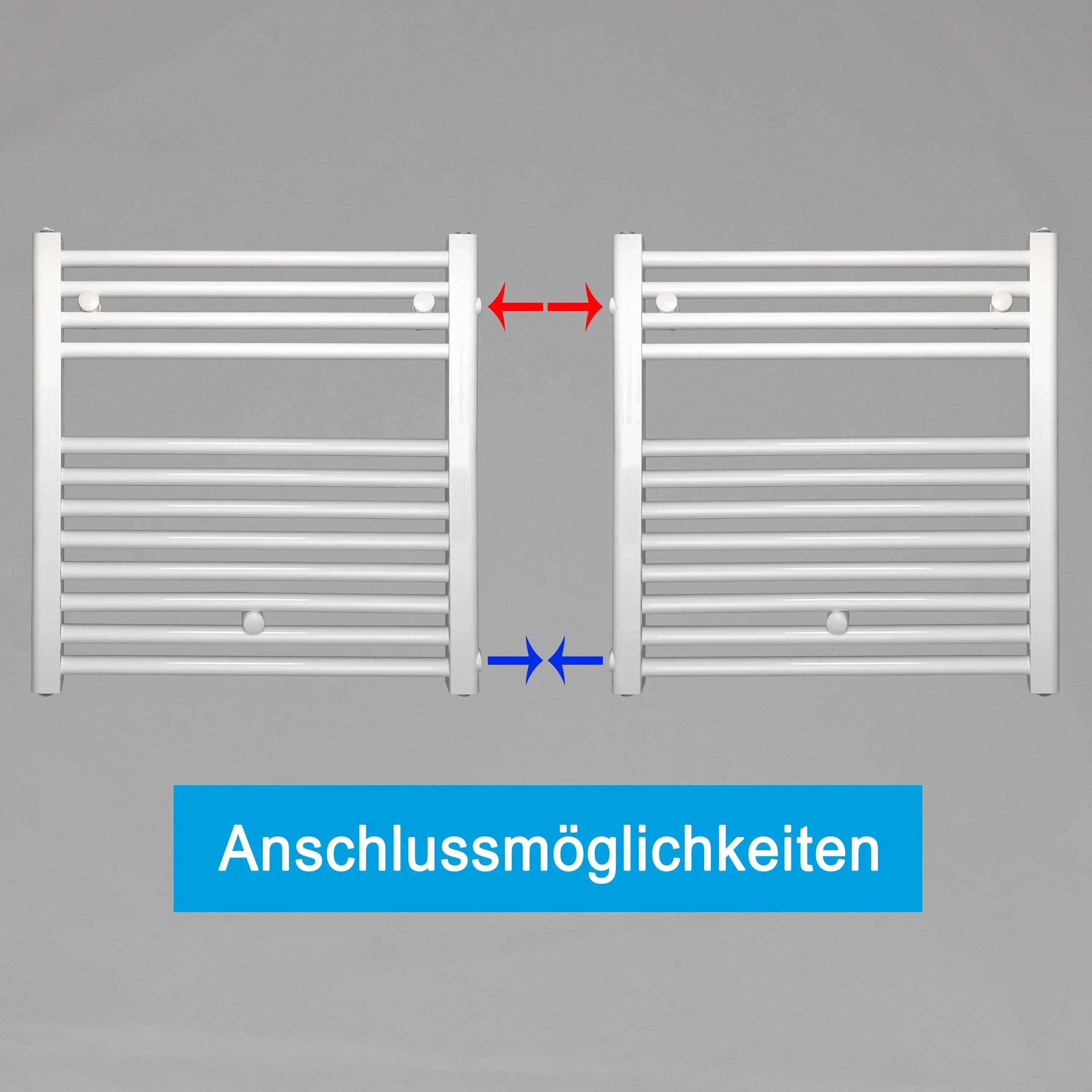 Handtuchheizkörper Austauschheizkörper links rechts Seitenanschluss Nabenanschluss seitlicher Anschluss Renovierung Bad