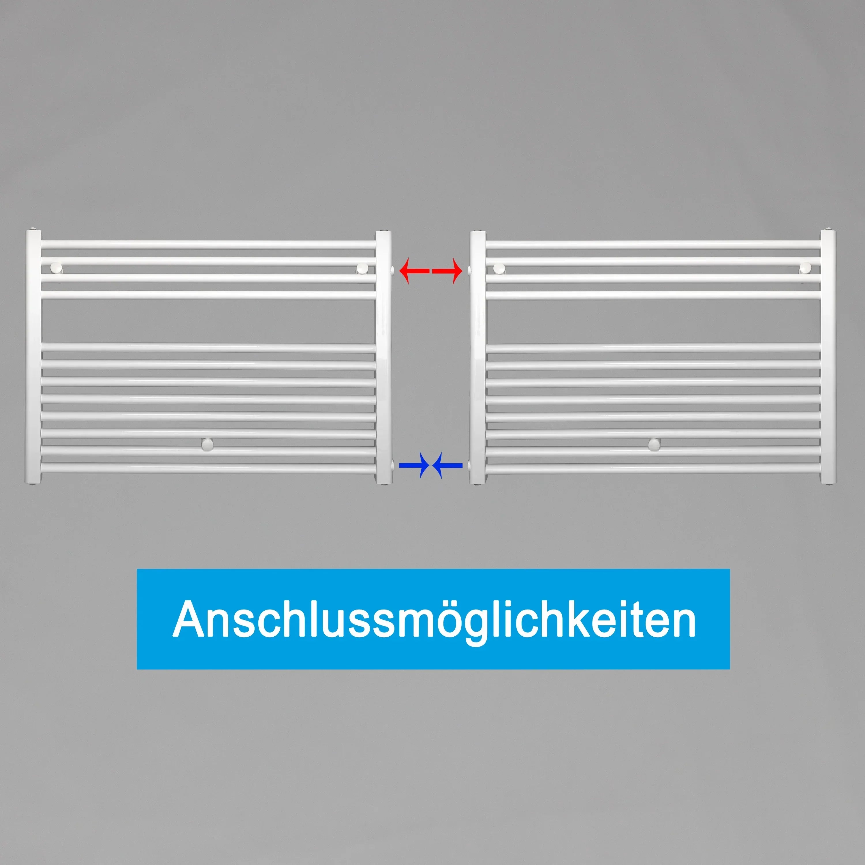 Handtuchheizkörper Austauschheizkörper links rechts Seitenanschluss Nabenanschluss seitlicher Anschluss Renovierung Bad