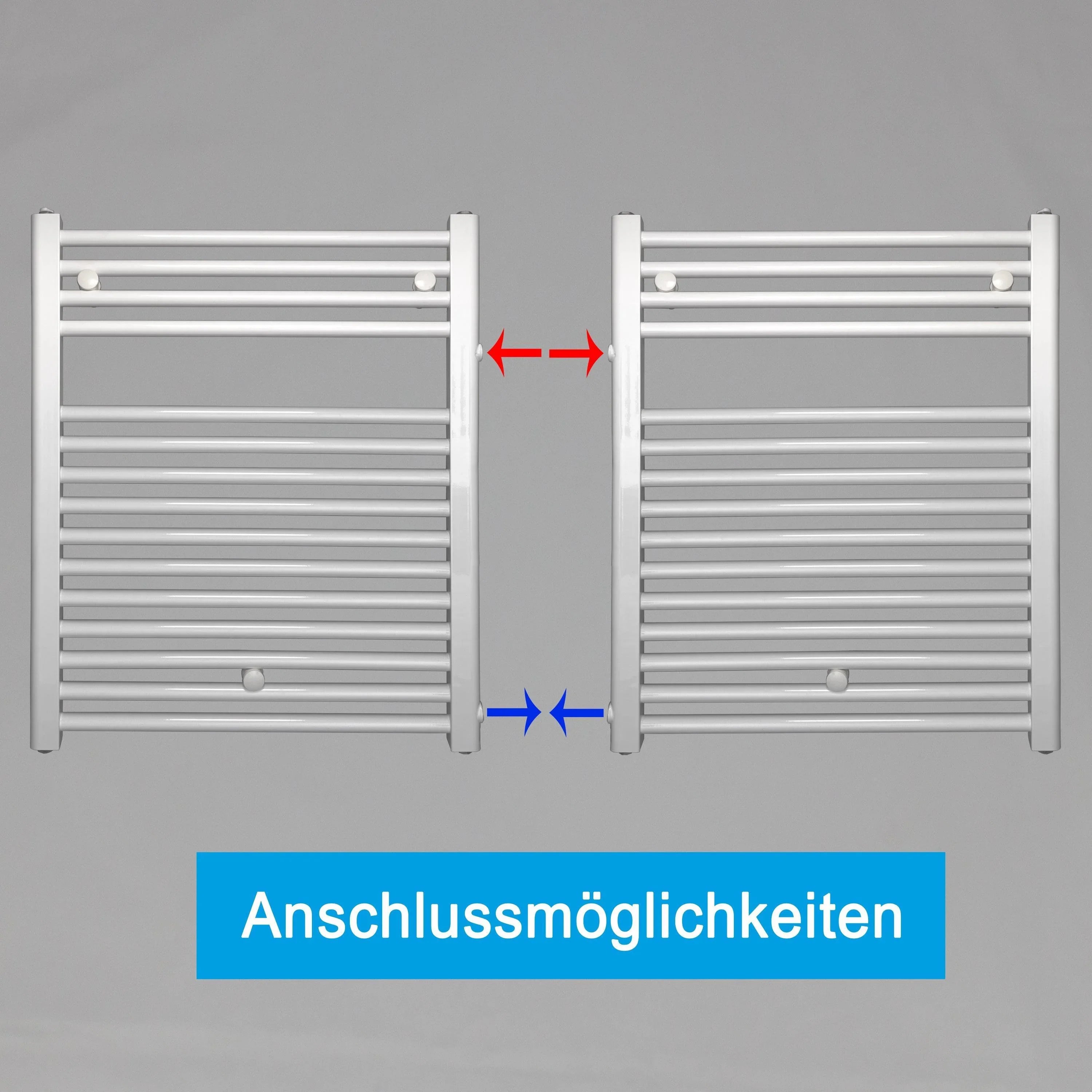 Handtuchheizkörper Austauschheizkörper links rechts Seitenanschluss Nabenanschluss seitlicher Anschluss Renovierung Bad