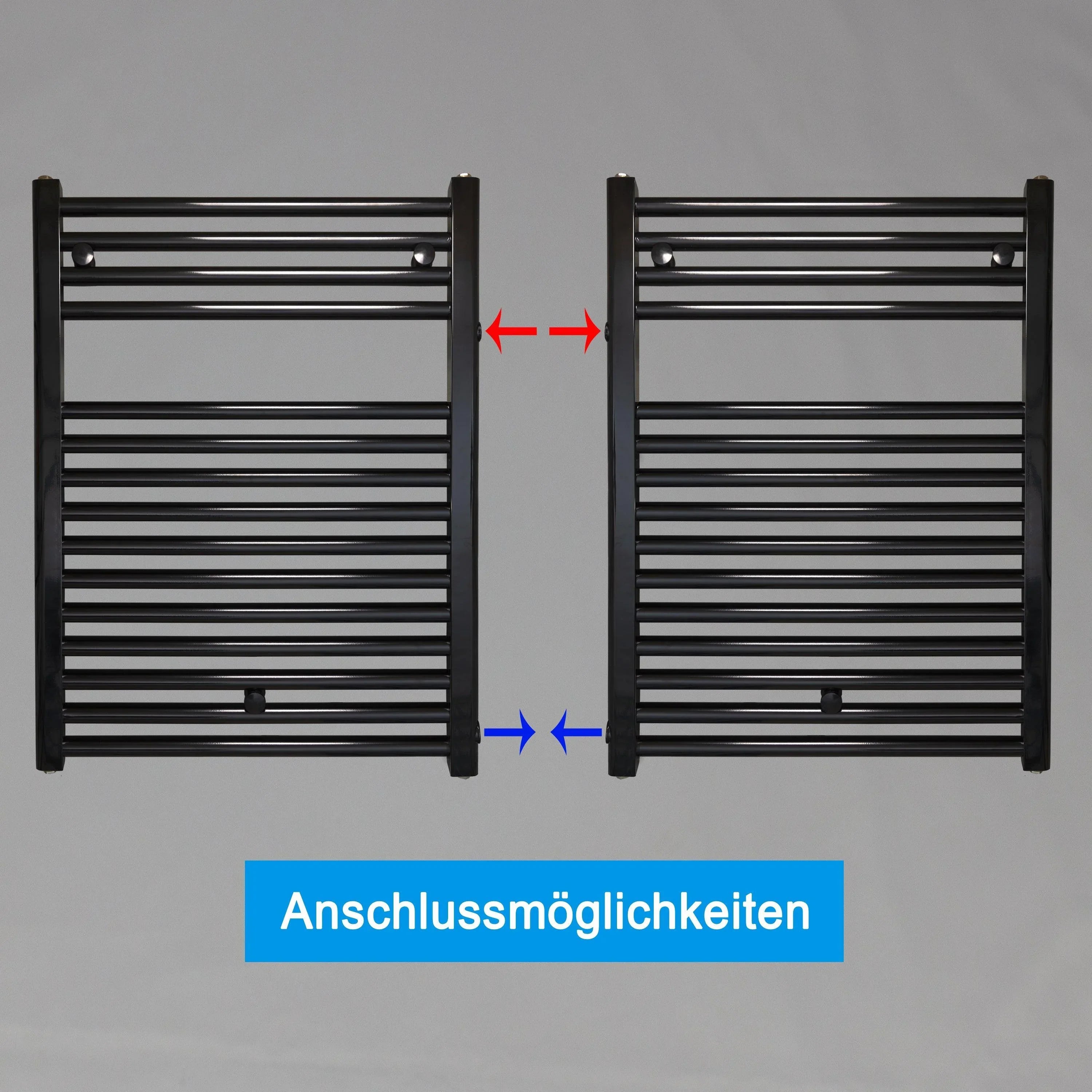 Radiateur sèche-serviettes de remplacement radiateur noir côté gauche droit connexion moyeu connexion côté connexion rénovation salle de bain