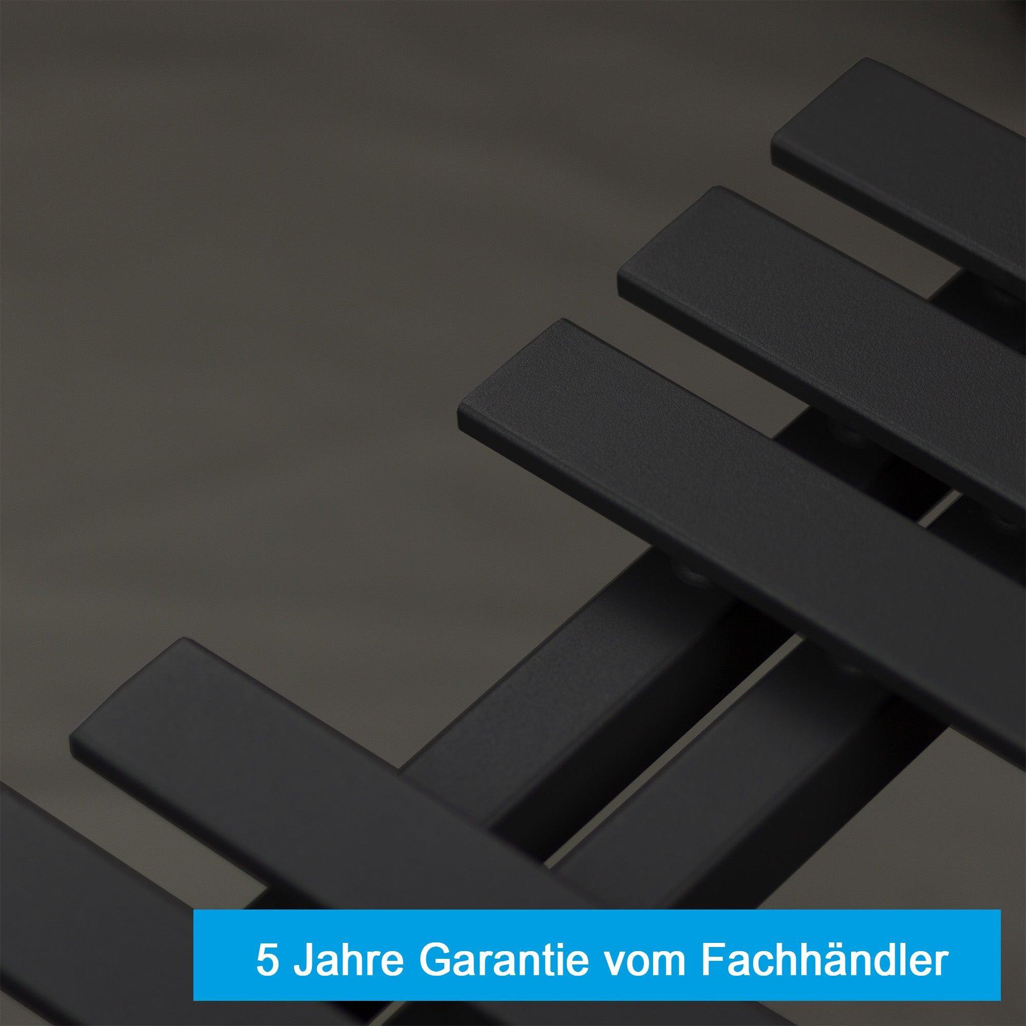 Badheizkörper Anschluss links rechts schwarz matt seitlich offen Garantie - heizkoerper.shop