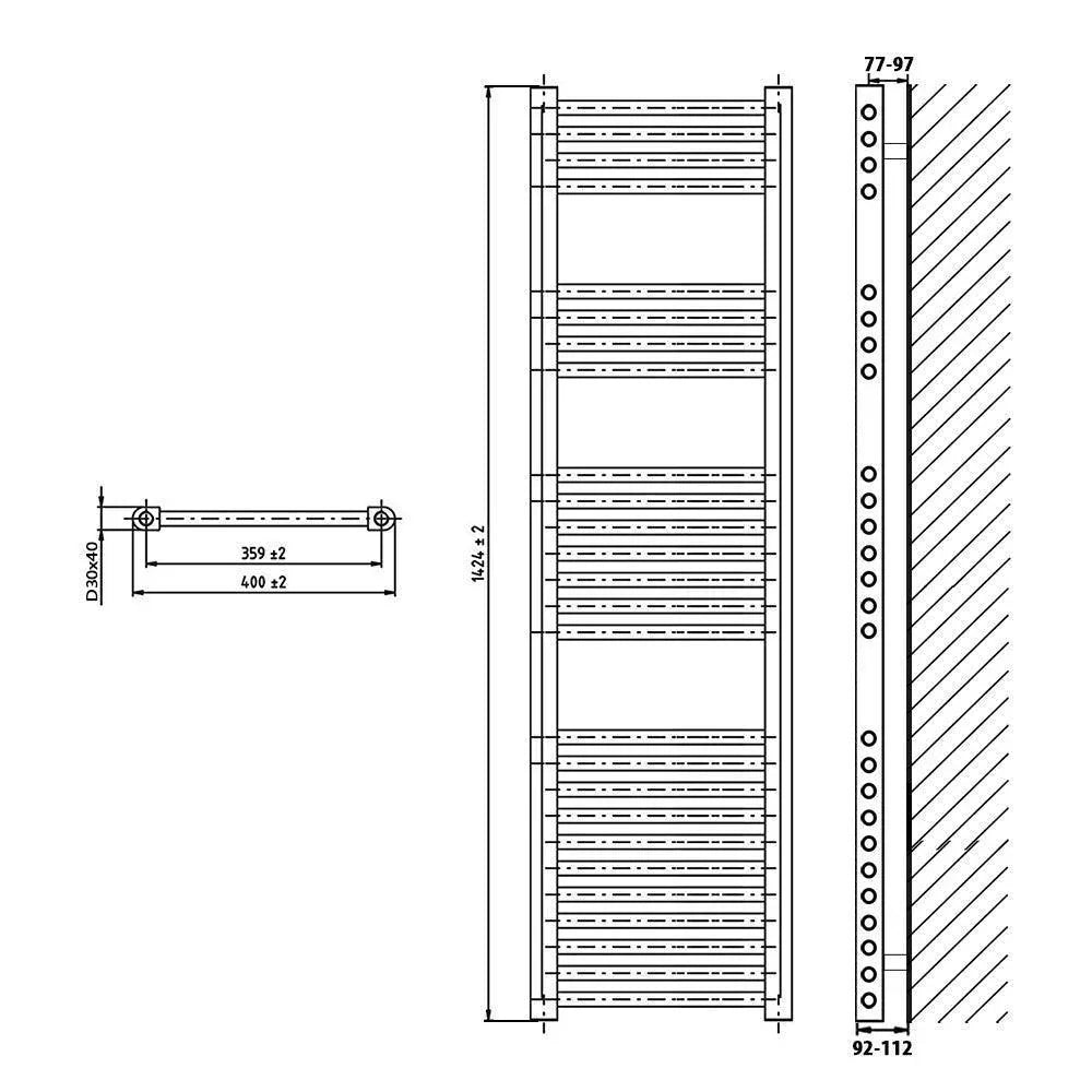 Radiateur sèche-serviettes avec raccord standard sèche-serviettes de salle de bain