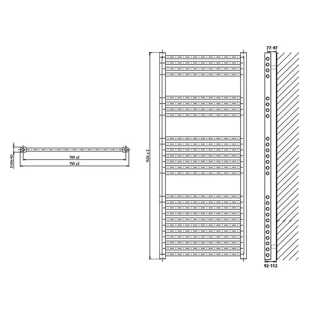 Radiateur sèche-serviettes avec raccord standard sèche-serviettes de salle de bain
