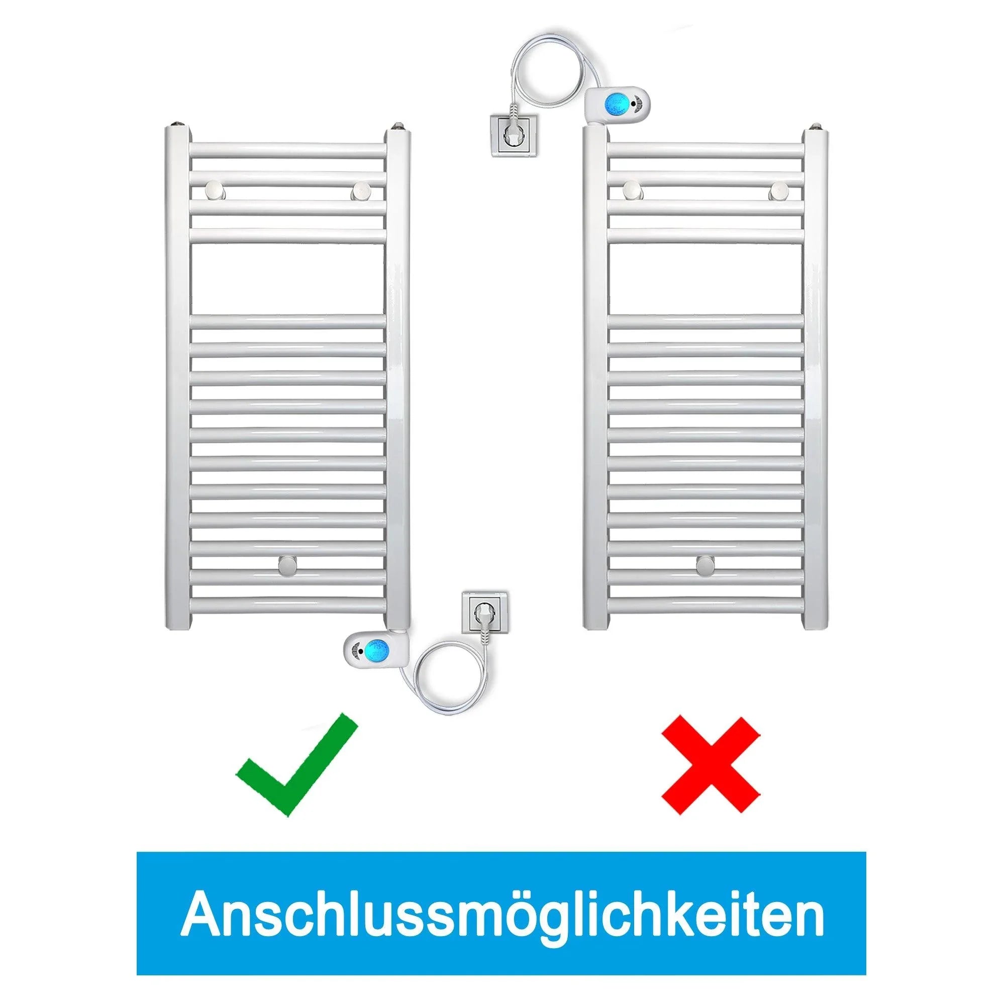 Heizstab mit digitalem Thermotimer elektronisch für Badheizkörper und Raumheizkörper Anschlussmöglichkeiten- heizkoerper.shop