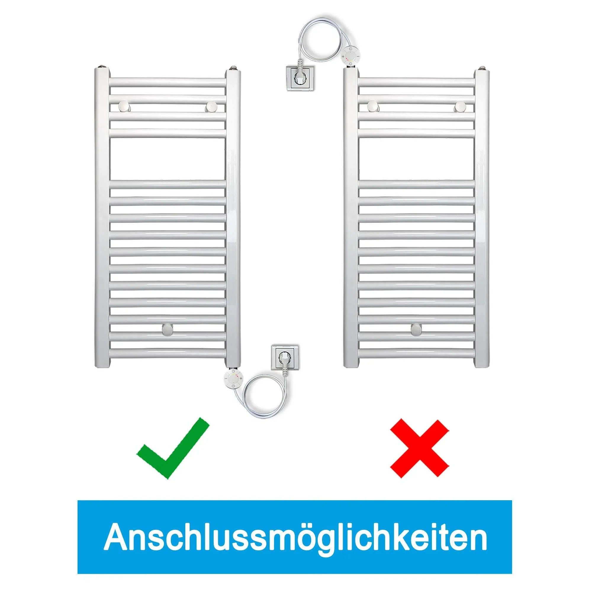 Heizstab Heizpatrone Heizelemente für Heizungen Heizkörper Badheizkörper Handtuchtrockner mit Thermostat elektronischer Temperaturregler Anschlussmöglichkeiten - heizkoerper.shop