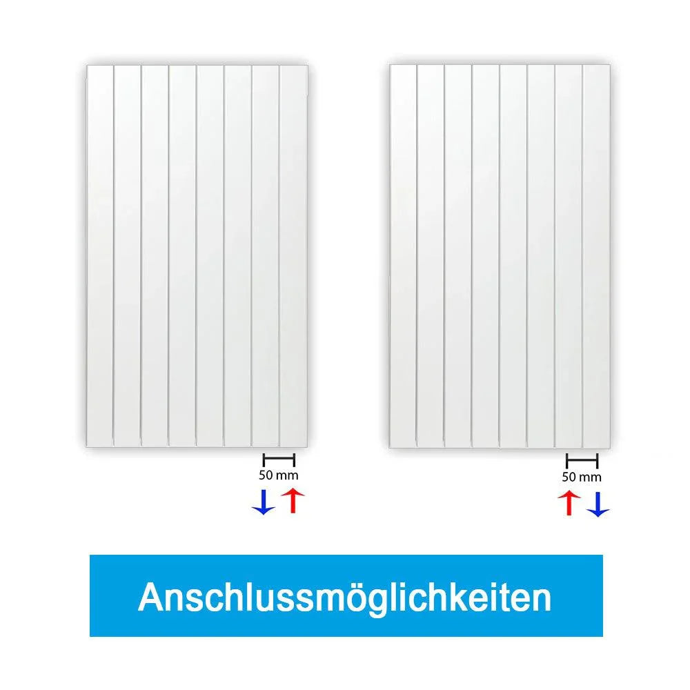 Design Paneelheizkörper Bad Flachheizkörper mit Anschluss rechts | mit versetztem Mittelanschluss Anschlussmöglichkeiten - heizkoerper.shop