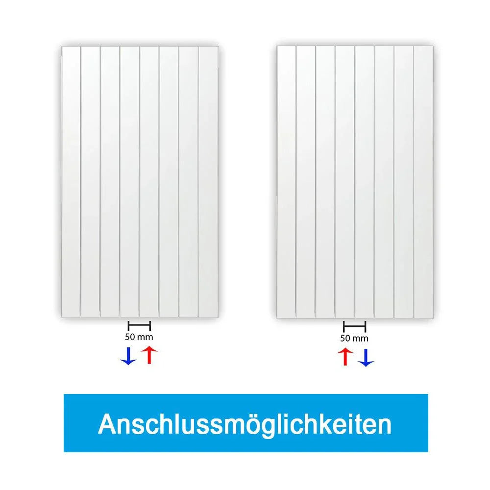 Flachheizkörper mit Mittelanschluss weiß Heizkörper Badheizkörper flach Badezimmer Heizung Anschlussmöglichkeiten - heizkoerper.shop