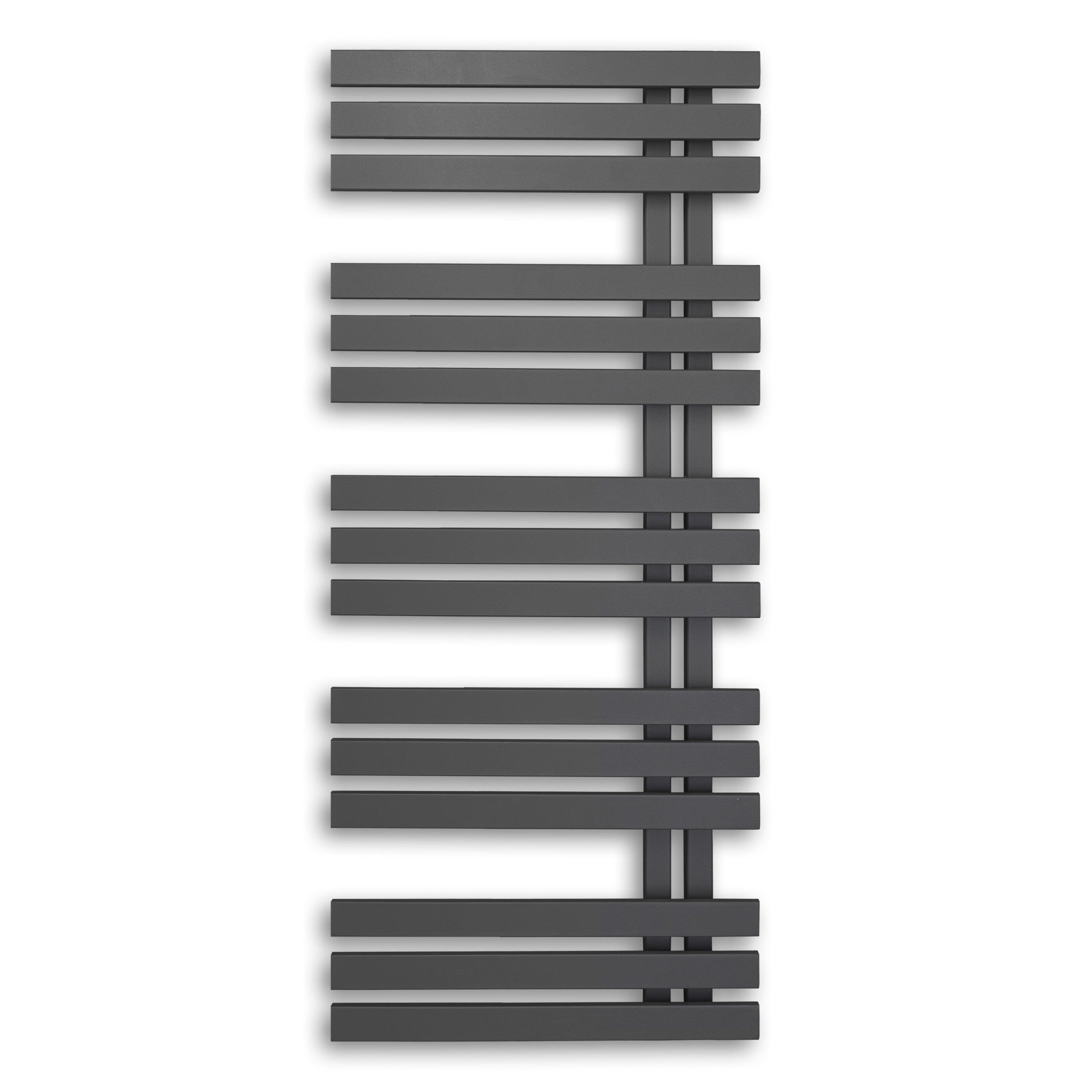 Handtuchheizkörper 1200 x 500 mm Paneel Heizkörper Handtuch Mittel Anschluss links rechts anthrazit seitlich offen - heizkoerper.shop