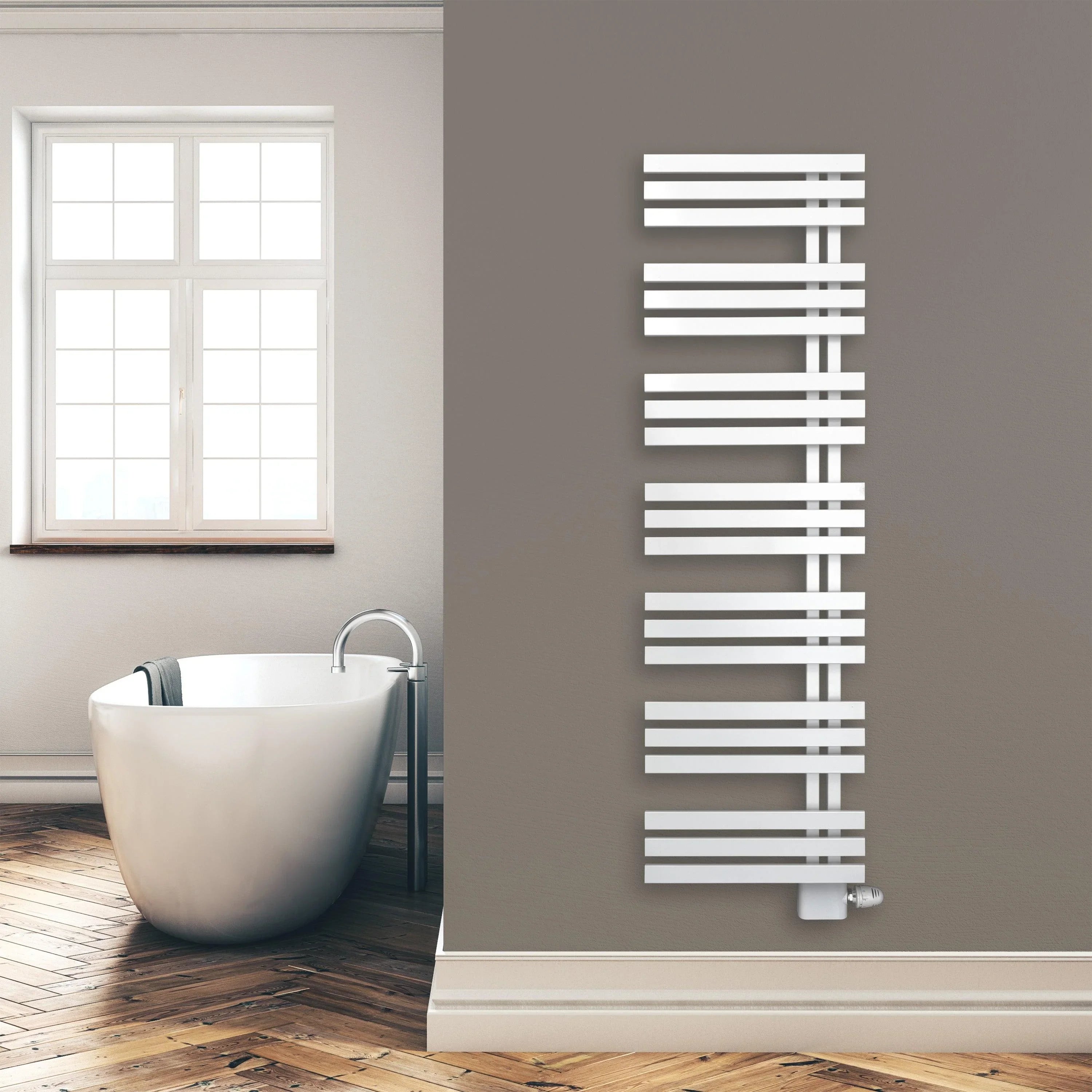 Design Badheizkörper Paneel Heizkörper 1600 x 500 mm Handtuch Mittel Anschluss links rechts inkl. Befestigung seitlich offen im modernen Bad - heizkoerper.shop