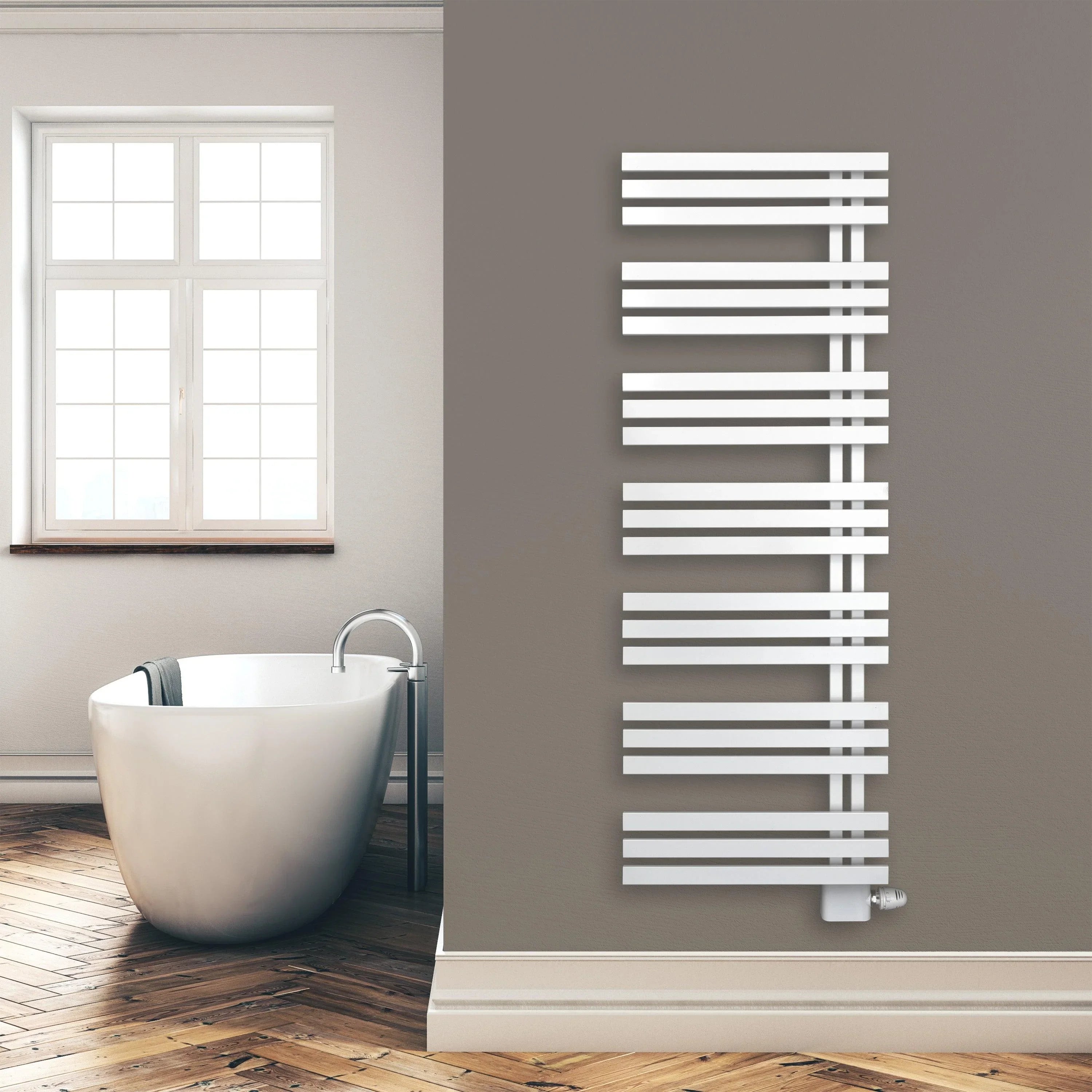 Design Badheizkörper Paneel Heizkörper 1600 x 600 mm Handtuch Mittel Anschluss links rechts inkl. Befestigung seitlich offen im modernen Bad - heizkoerper.shop