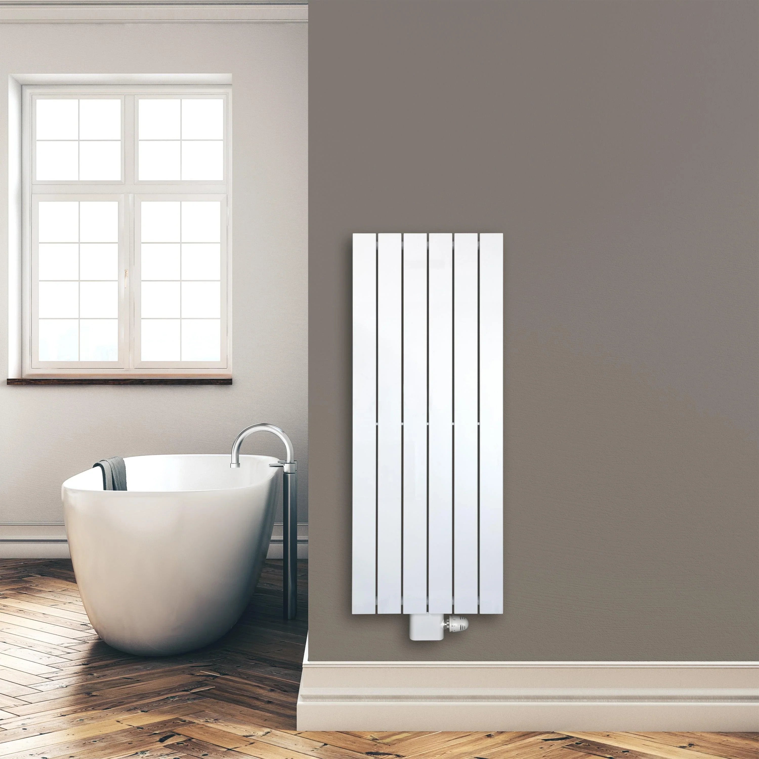 Flachheizkörper 1200 x 450 mm mit Mittelanschluss weiß Heizkörper Heizung im Badezimmer - heizkoerper.shop