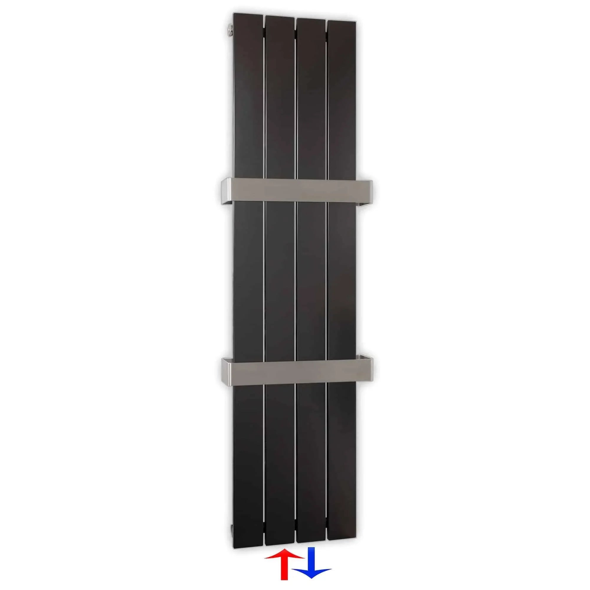 Flachheizkörper mit Mittelanschluss 1200 x 298 mit Handtuchstangen anthrazit Heizkörper Badheizkörper flach - heizkoerper.shop