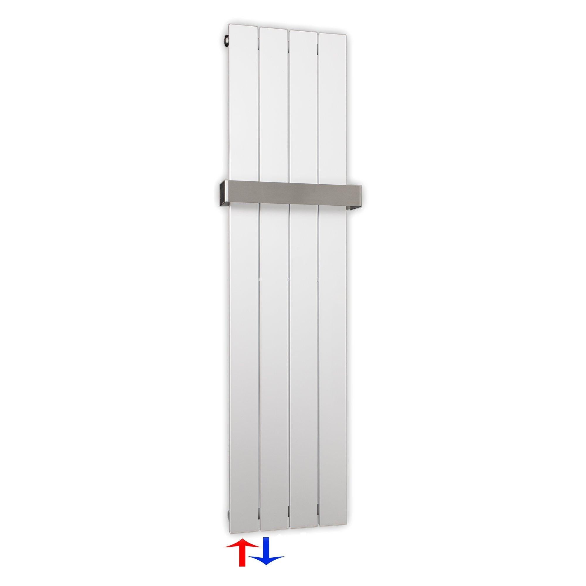 Flachheizkörper 1200 x 298 Handtuchstange Bad Anschluss links versetztem Mittelanschluss flach - heizkoerper.shop